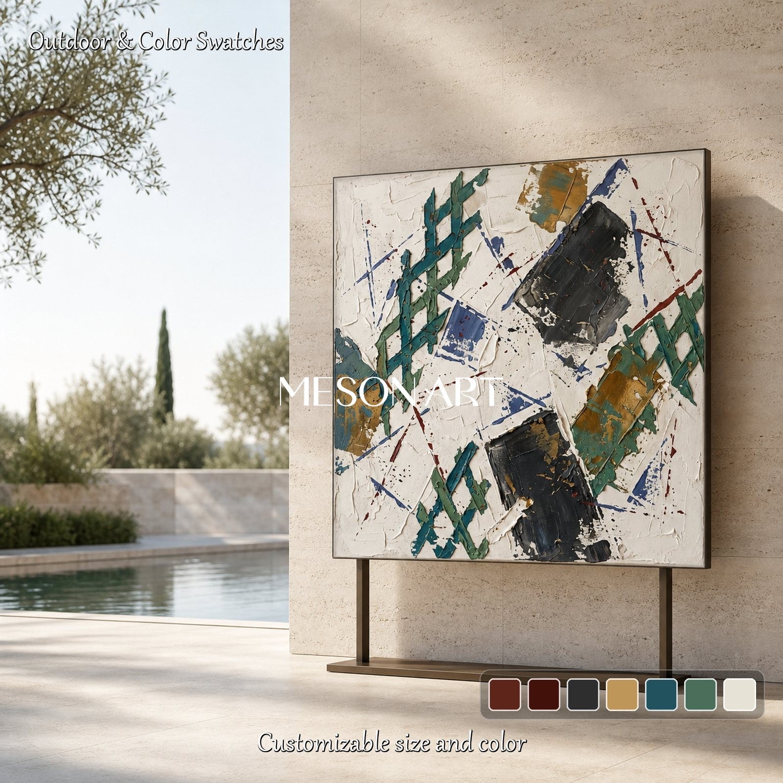 Minimalist Abstract Painting With Textured Relief For Modern Living Room Decor