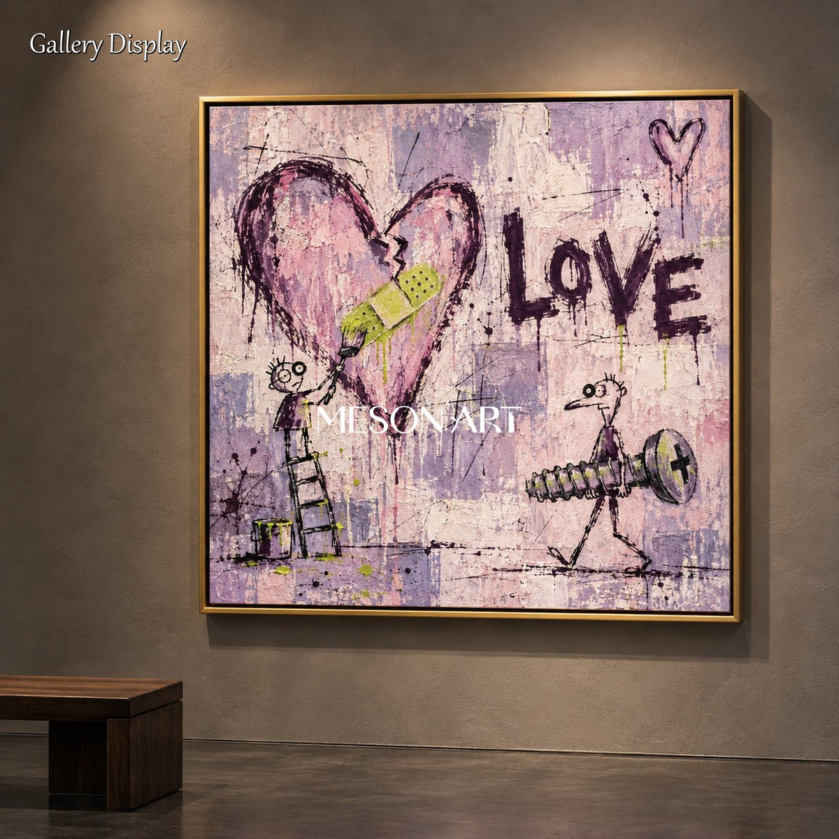 Purple And Pink Abstract Painting Original Artist Street Art Square Wall Decor By Mesonart