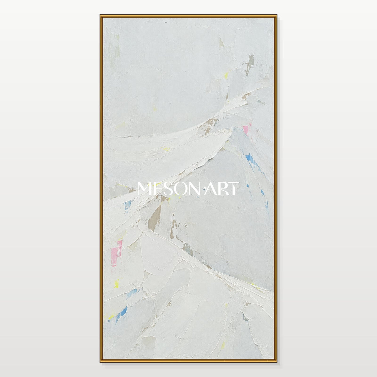 White And Gray Abstract Painting Organic Modern Landscape Palette Knife Art By Mesonart