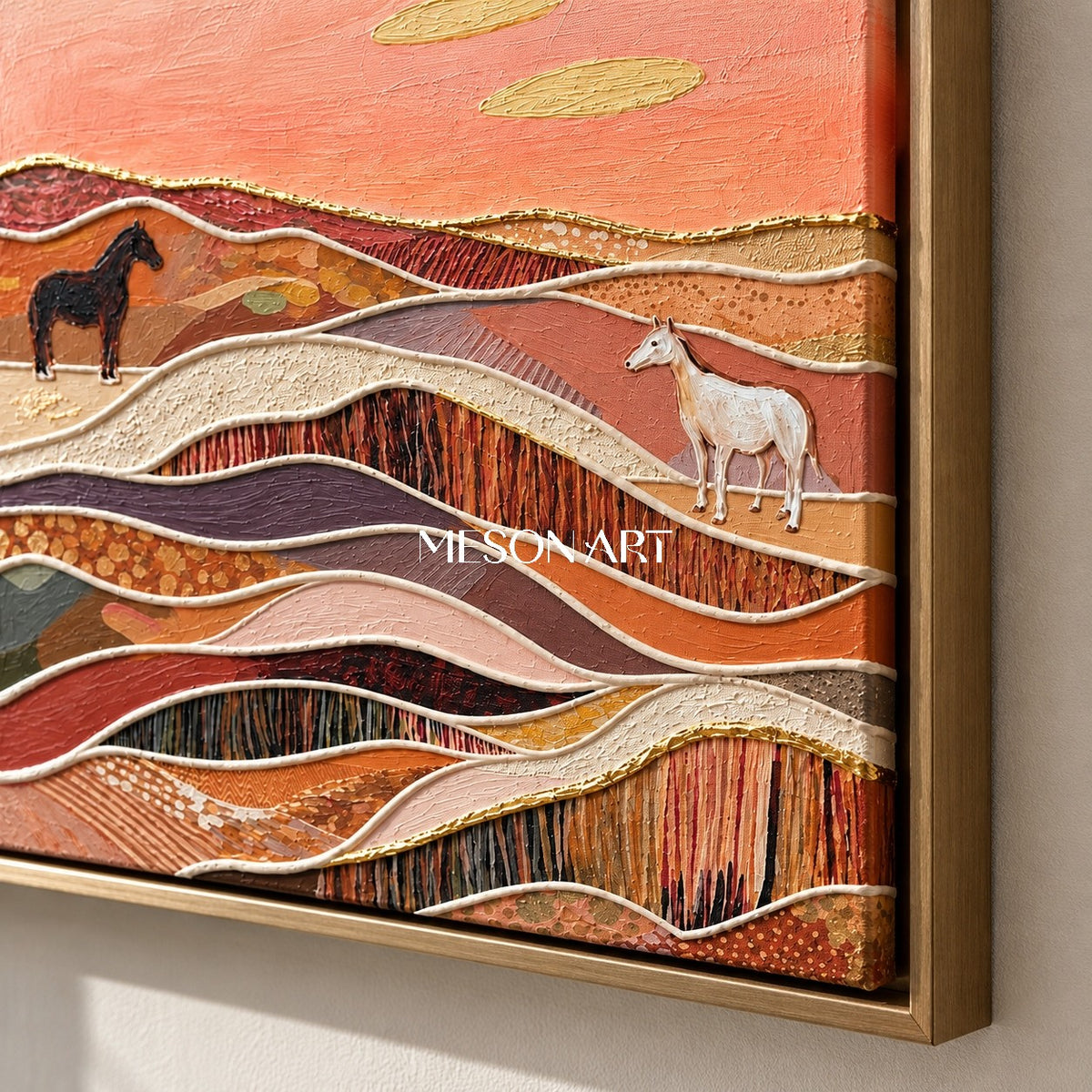 Terracotta And Brown Abstract Landscape Painting Rectangular Wall Art Original Artist By Mesonart