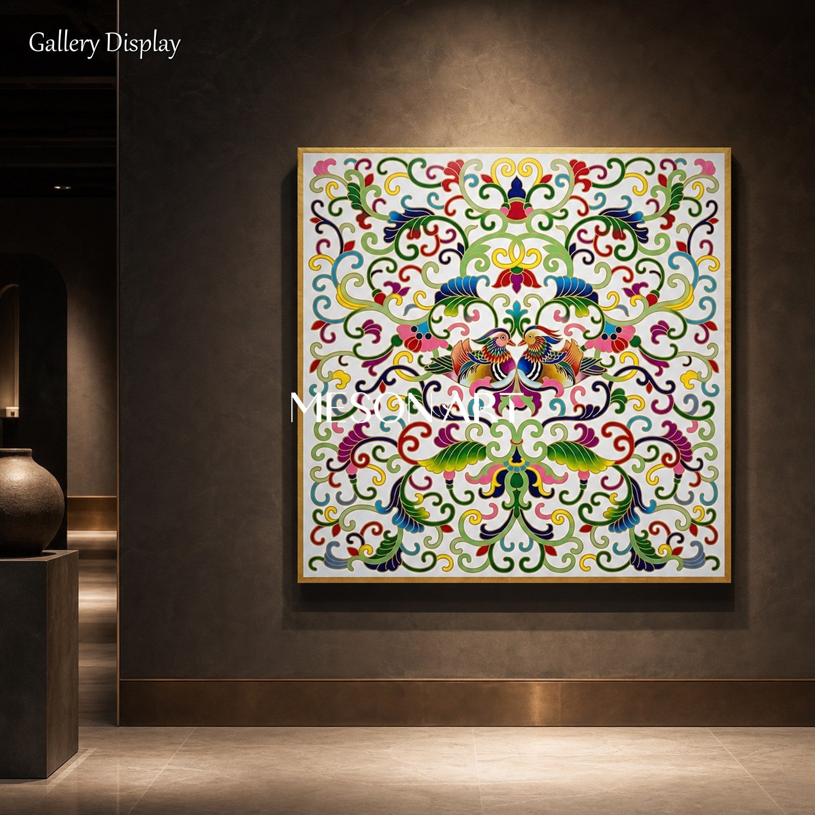 Green And Gold Islamic Art Inspired By Ottoman Floral Square Wall Decor By Mesonart