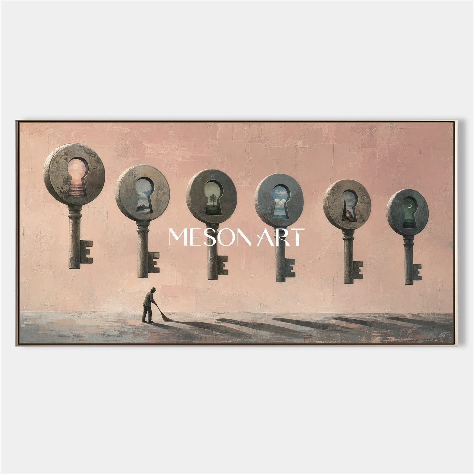 Surrealist Key Painting With Dream Landscapes For Modern Living Room Decor