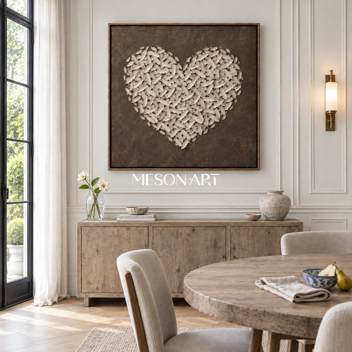 Beige And Brown Abstract Impasto Art Square Wall Decor For Living Room Original Artist By Mesonart