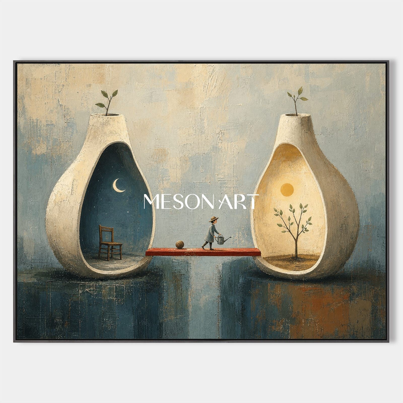 Surrealist Art Print Day And Night Balance For Modern Living Room Decor