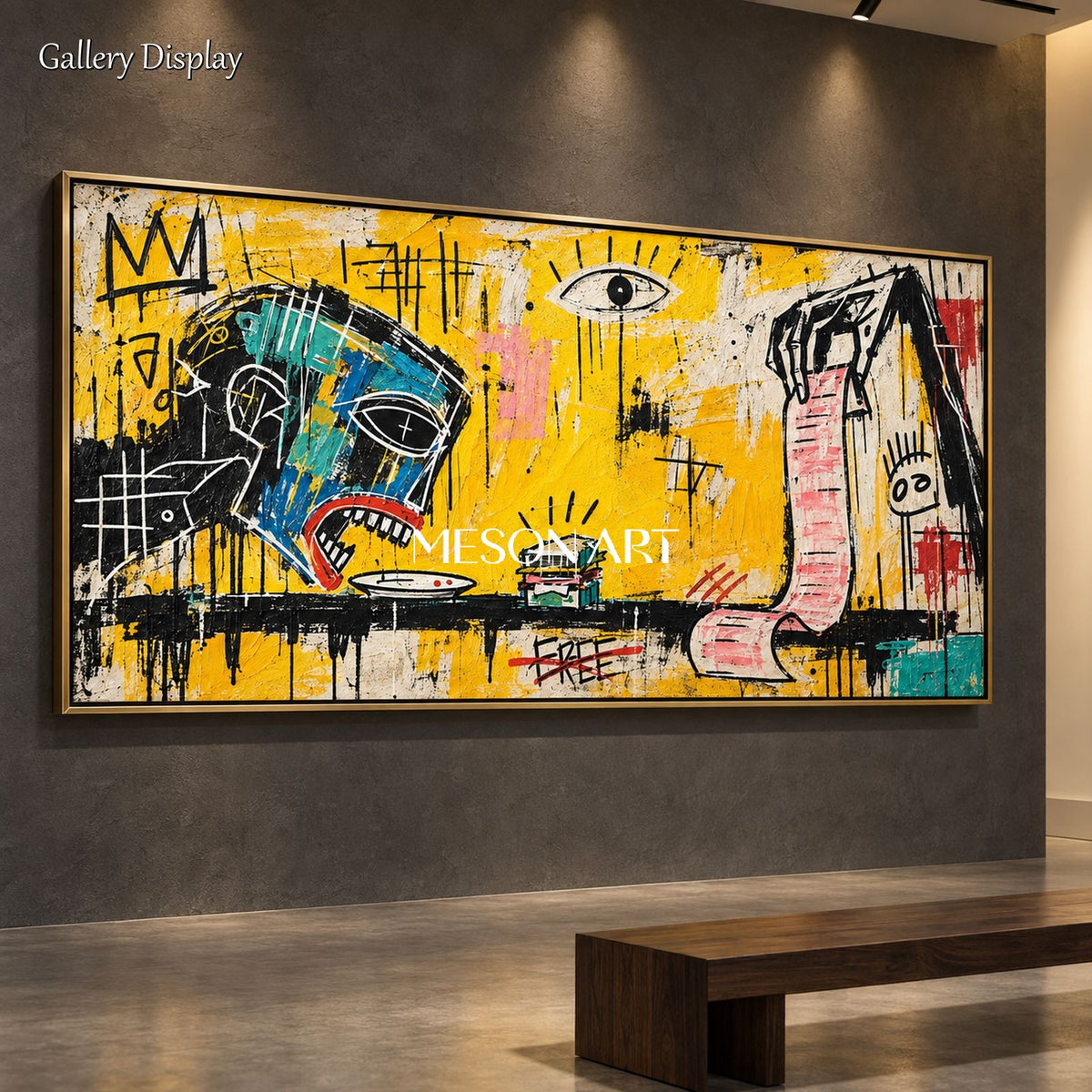 Yellow And Black Abstract Graffiti Pop Art Panoramic Wall Decor For Living Room Original Artist By Mesonart