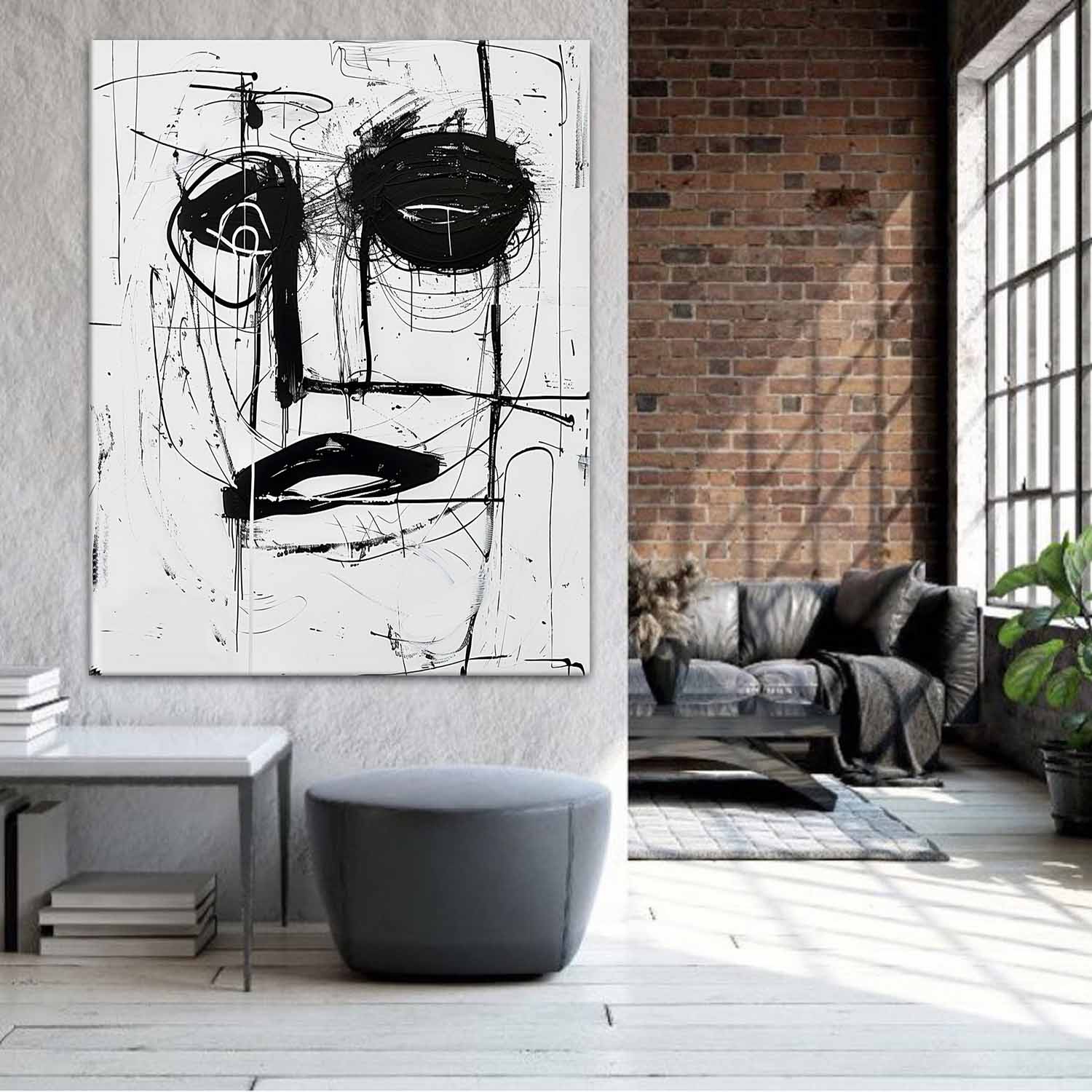 Black and White Basquiat Graffiti Abstract Canvas Wall Painting Black and White Graffiti Abstract Art