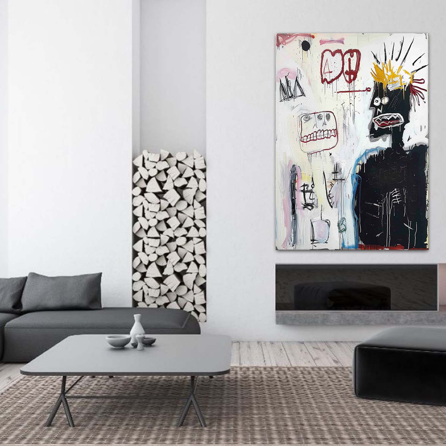 Basquiat Graffiti Abstract Art for Sale Black and White Graffiti Abstract Canvas Wall Art Decor
