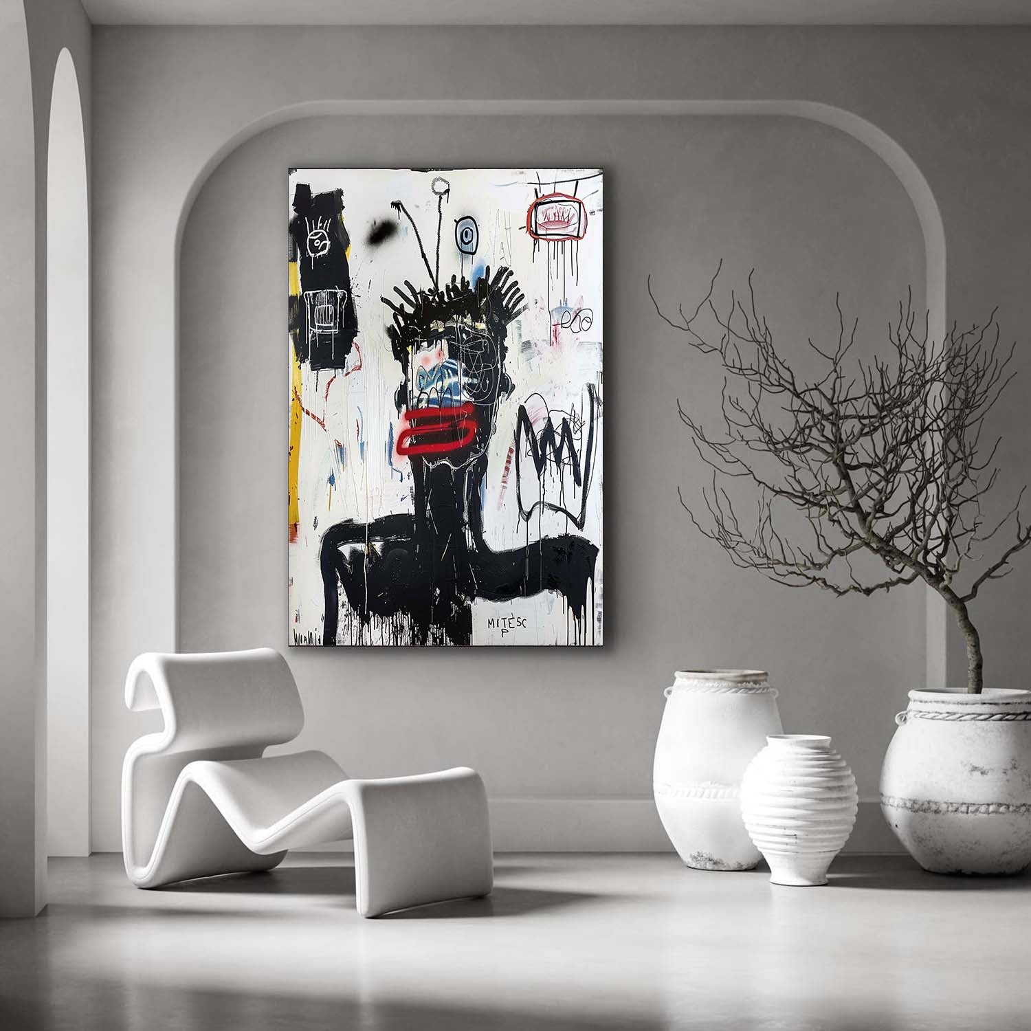 Basquiat Graffiti Abstract Art Black and White Graffiti Abstract Canvas Wall Art Decor for Sale