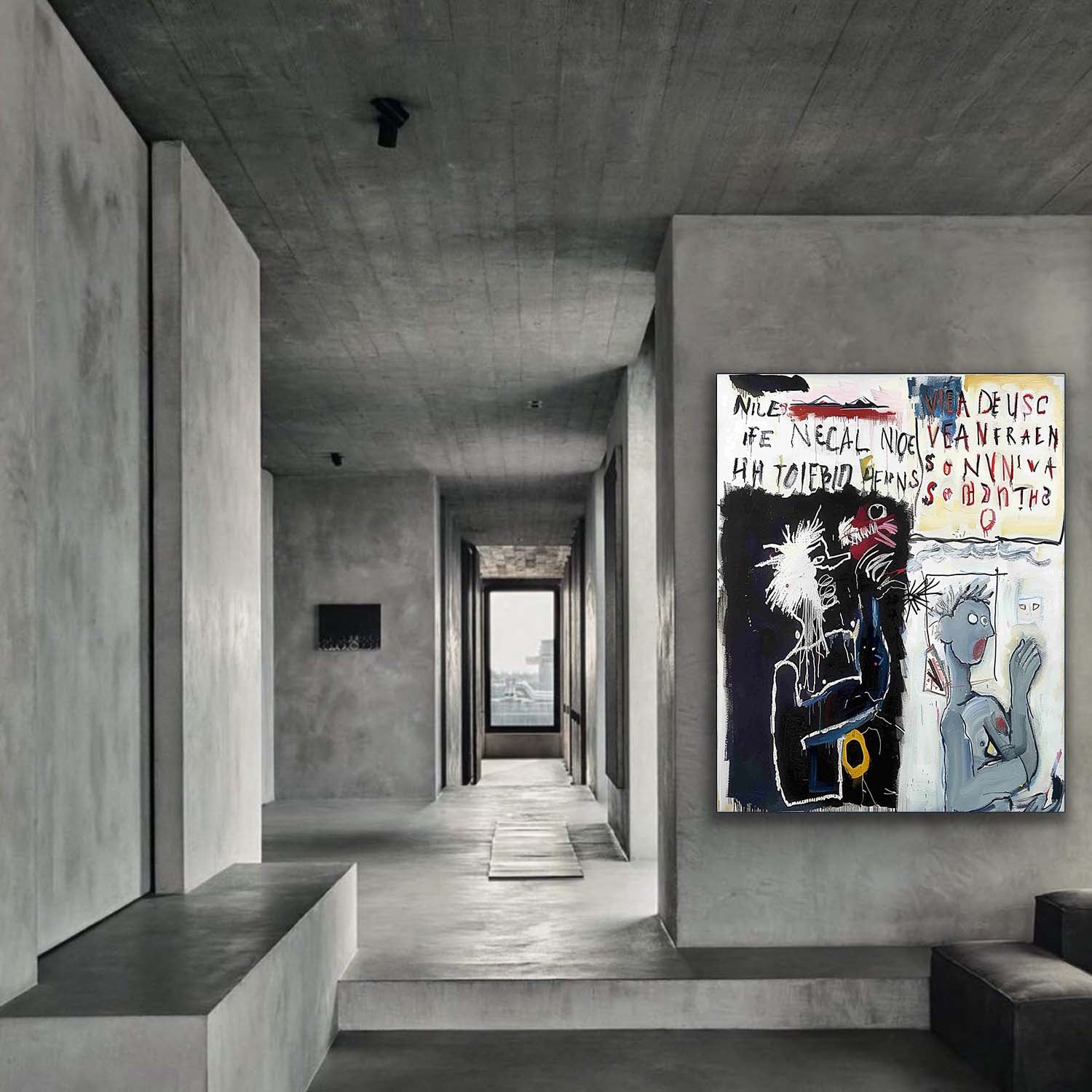 Black and White Graffiti Abstract Canvas Wall Art For Sale Basquiat Style Abstract Oil Painting