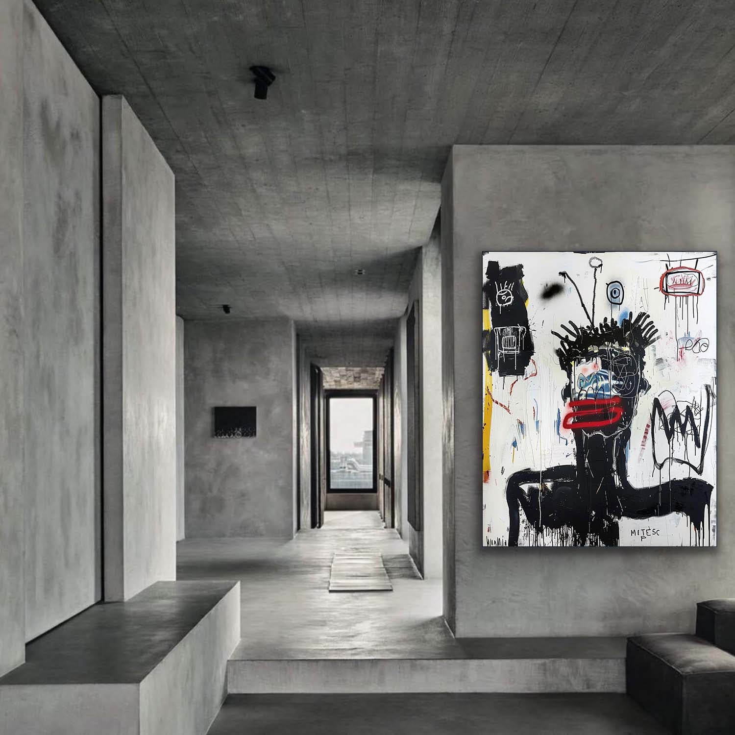 Basquiat Graffiti Abstract Art Black and White Graffiti Abstract Canvas Wall Art Decor for Sale