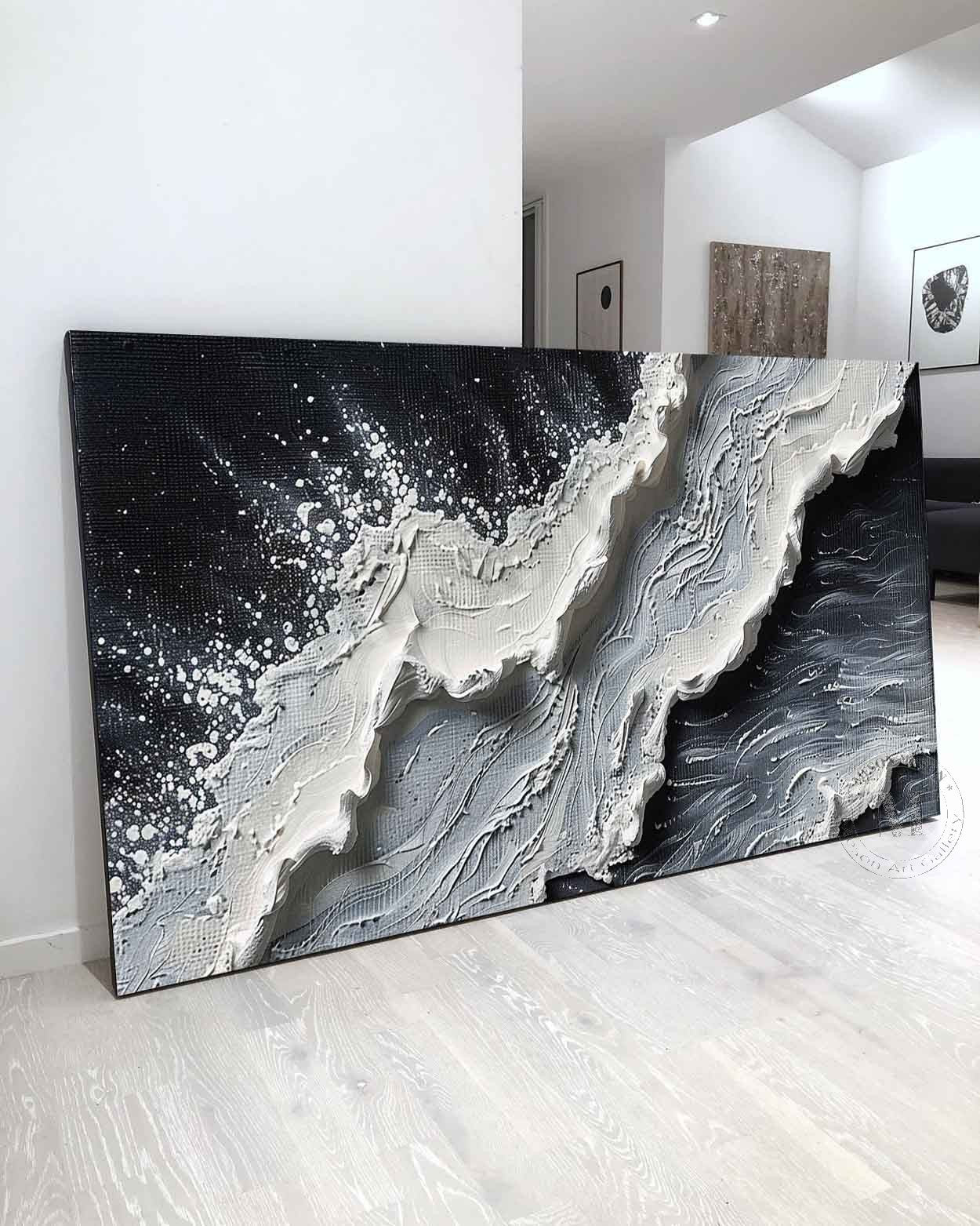Buy Large 3D Black and White Wave Beach Landscape Canvas Wall Art Paintings at the best price only at Mesonart in the USA. Decorate your house with our best masterpiece wall art paintings.free shipping