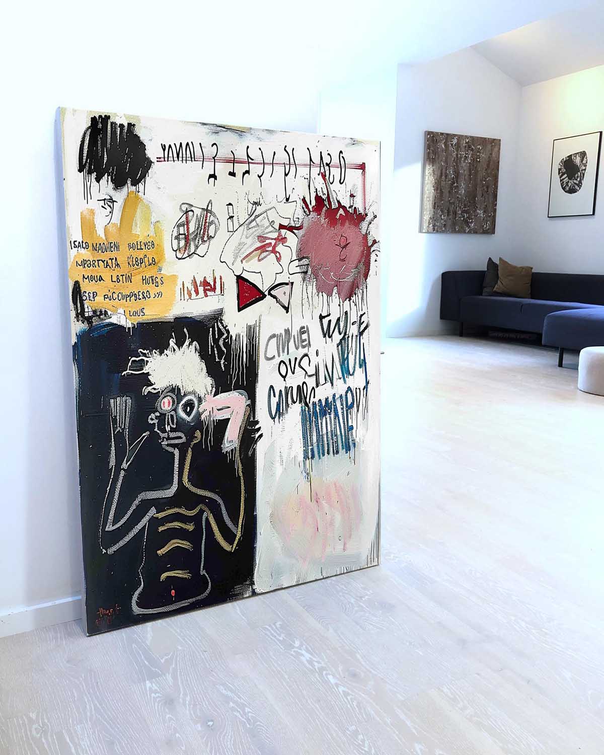 Basquiat Abstract Art for Sale Black and White Graffiti Abstract Canvas Wall Art Decor