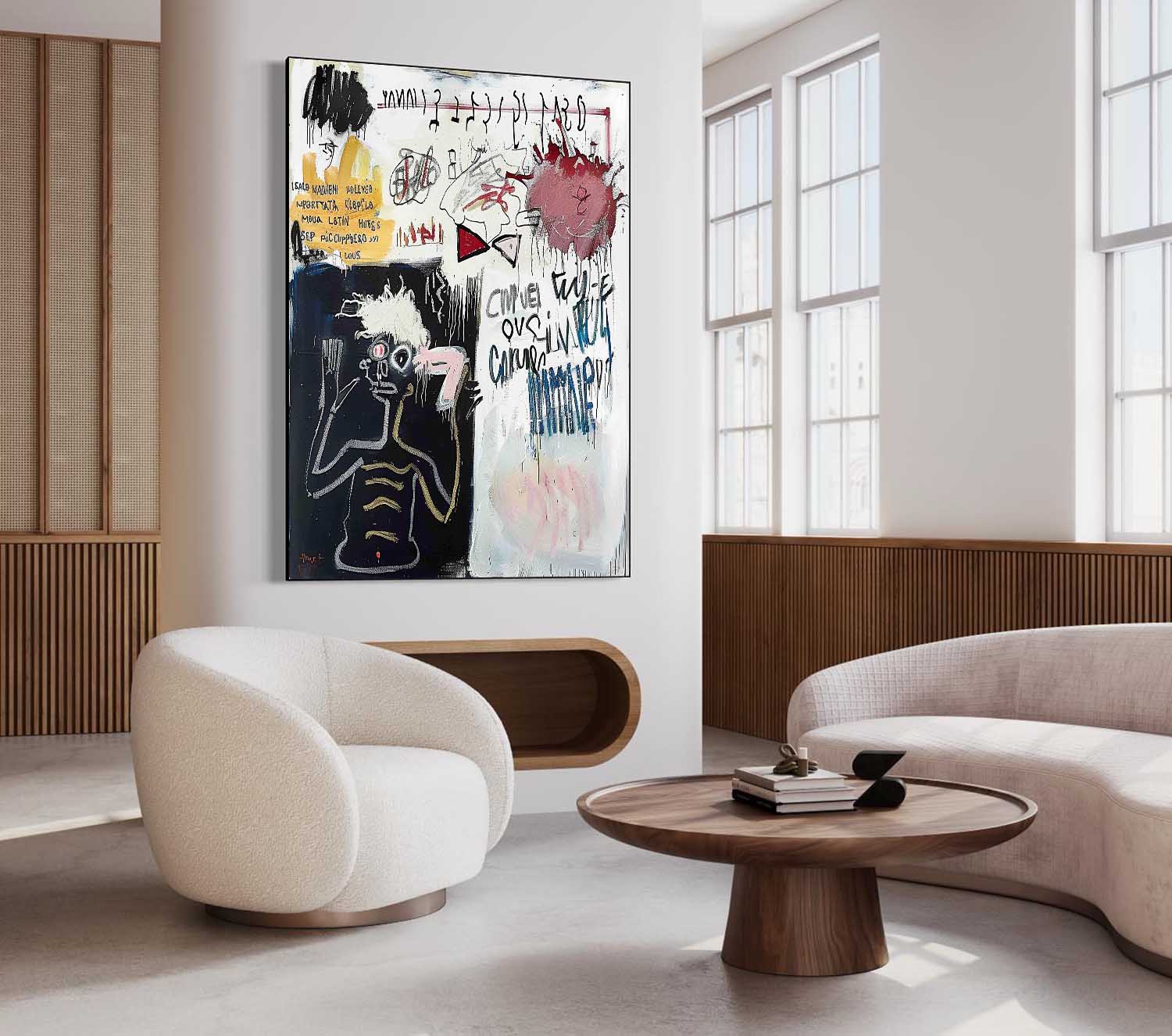 Basquiat Abstract Art for Sale Black and White Graffiti Abstract Canvas Wall Art Decor