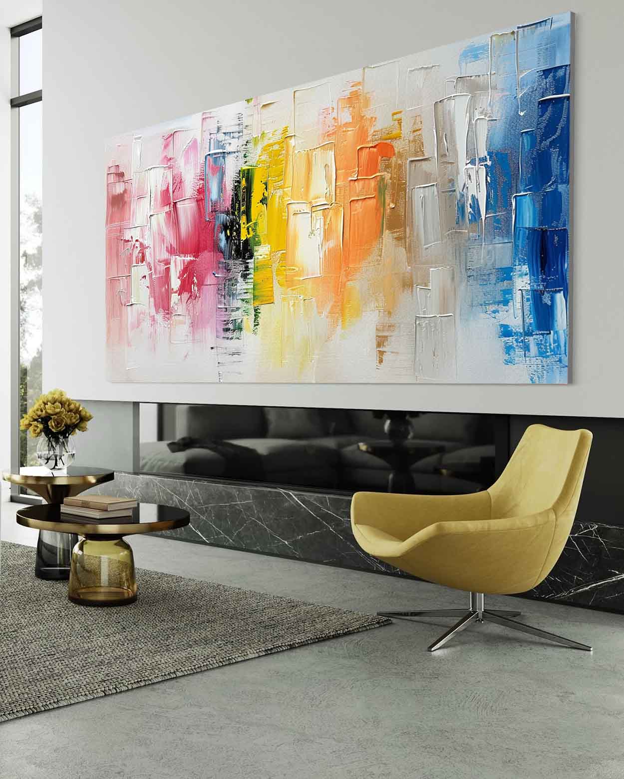 Large colorful abstract texture painting Colorful urban texture canvas wall art decoration