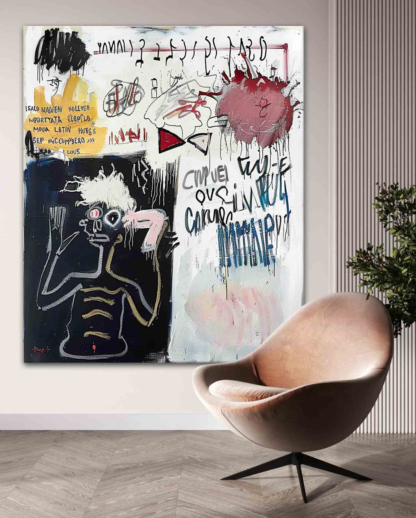 Basquiat Abstract Art for Sale Black and White Graffiti Abstract Canvas Wall Art Decor
