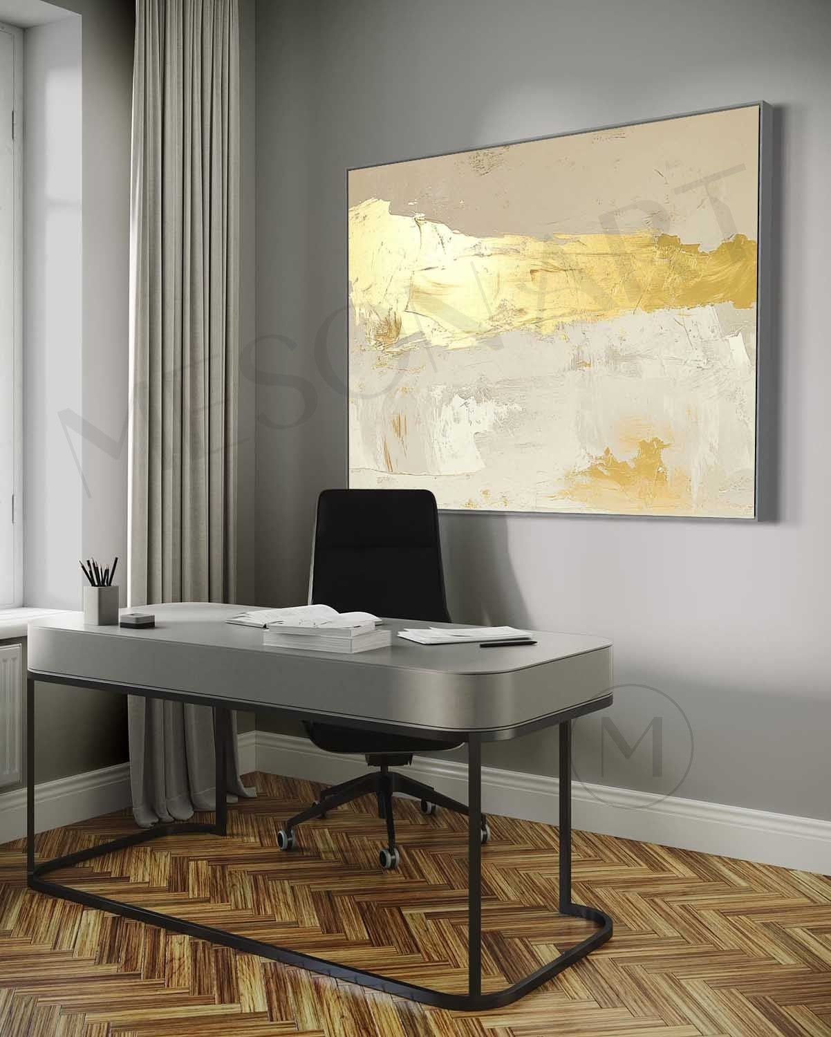 Large Beige And Gold Abstract Canvas Painting Beige And Gold Abstract Texture Wall Art