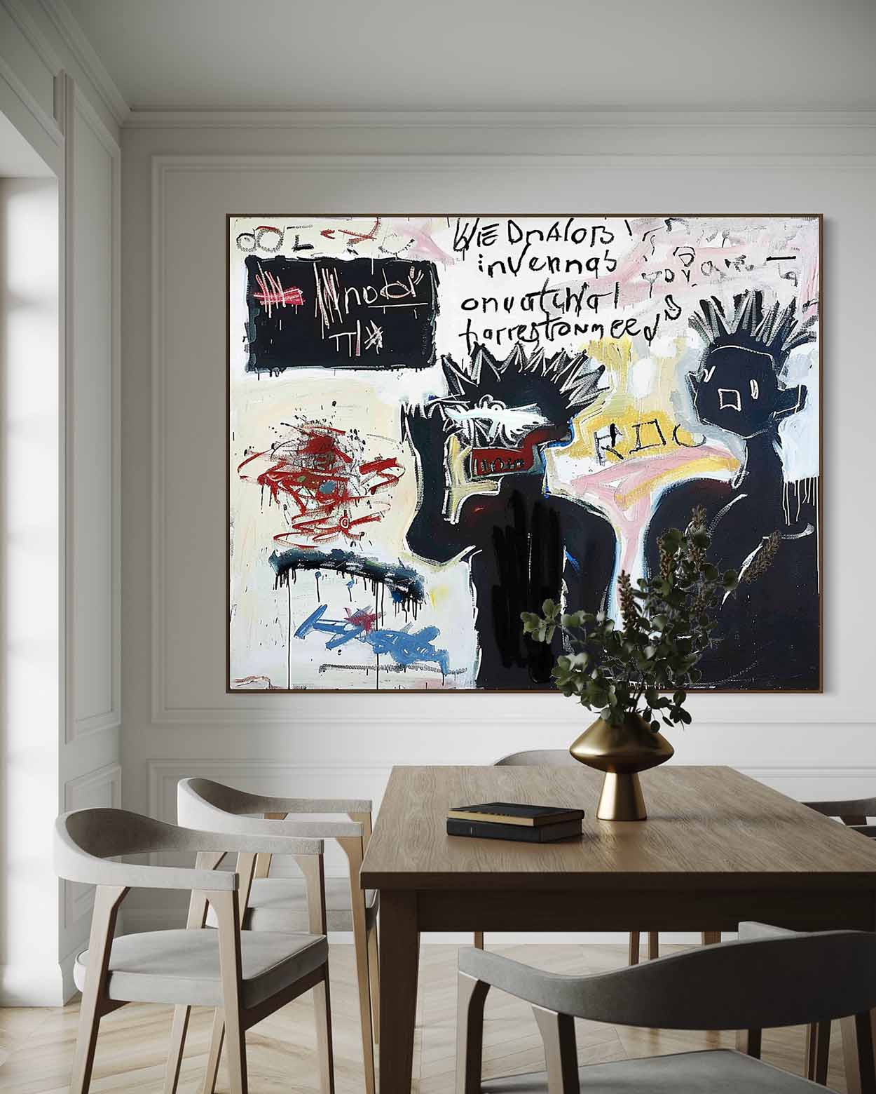 Large Abstract Graffiti Character Canvas Art Black and White Abstract Graffiti Cool People Line Painting