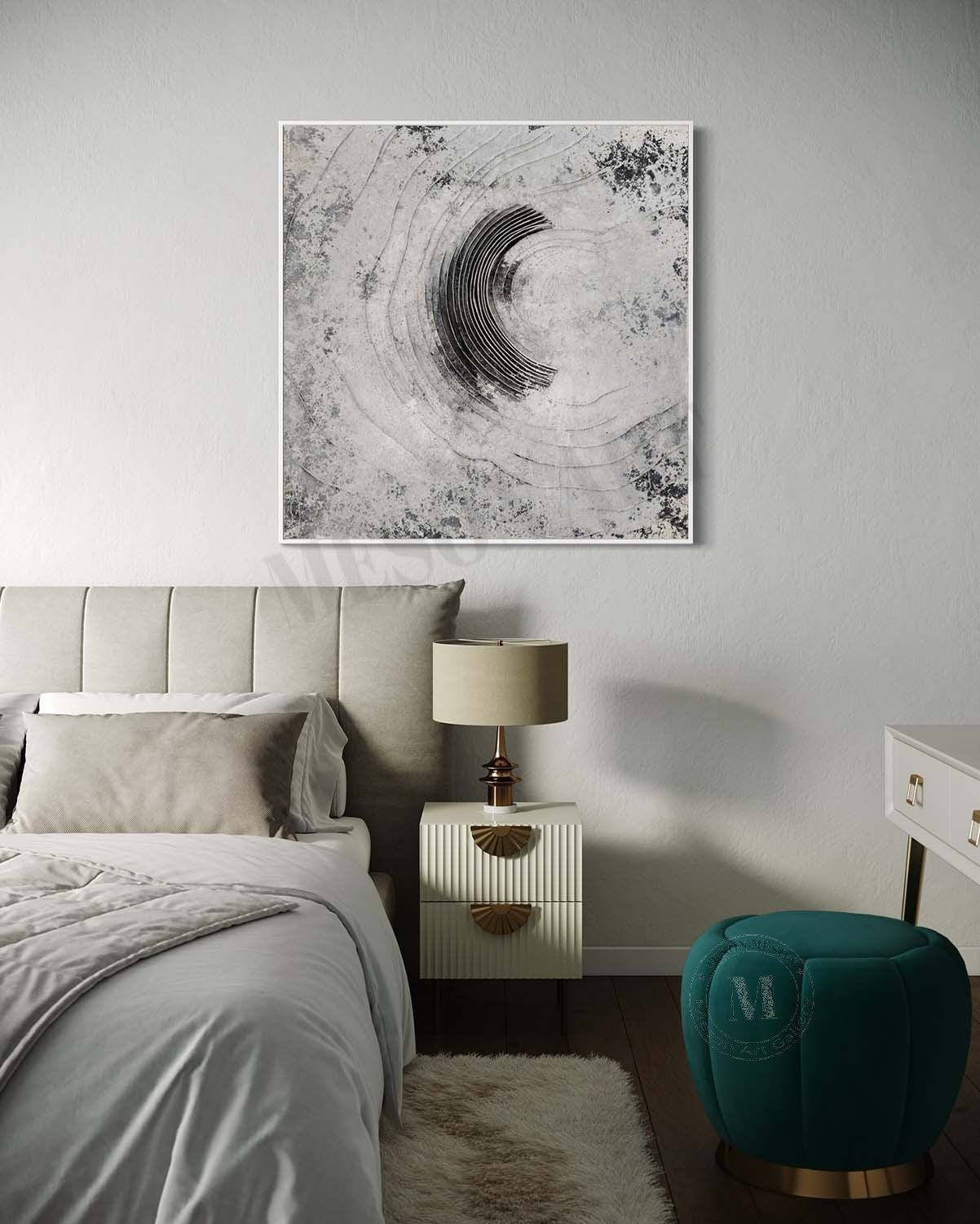 Large 3D Grey Texture Painting Grey Abstract Canvas Wall Decor Art For Sale