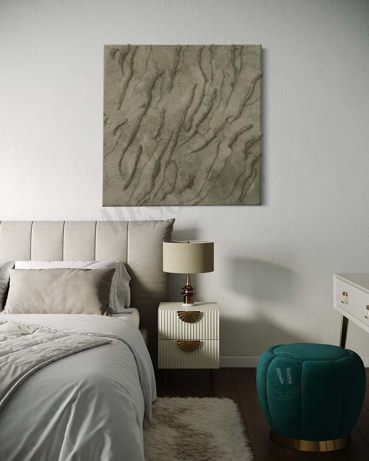Large 3D Taupe Minimalist Texture Painting Taupe Abstract Canvas Wall Decor Art for Sale