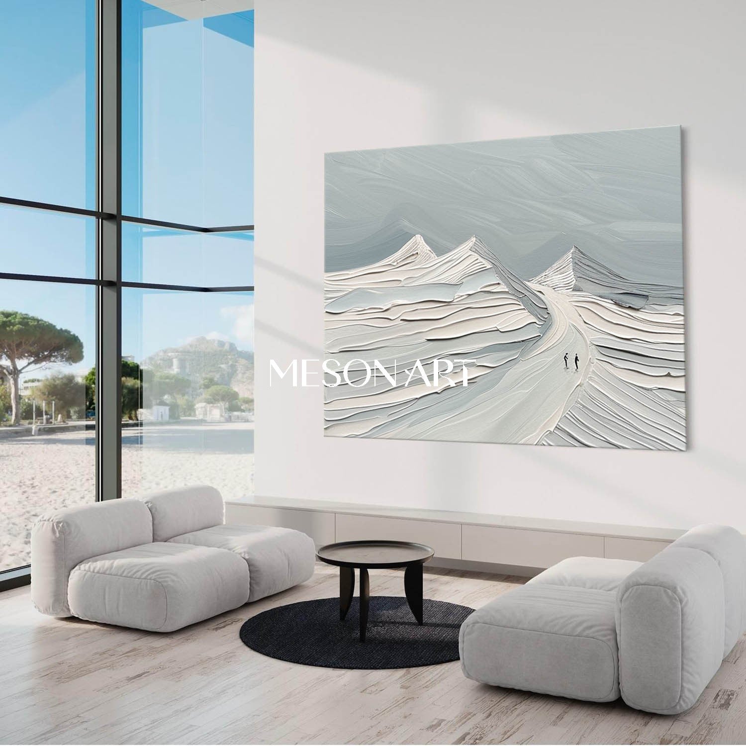 Winter Abstract Wall Art Impasto Snow Scene Painting Entryway Canvas