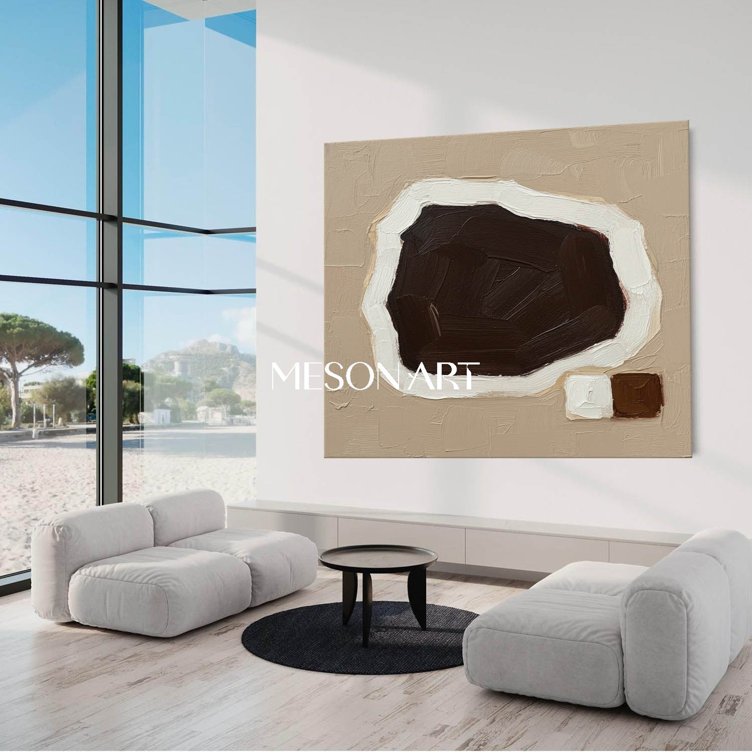 Wabi Sabi Calm Neutral Tone Abstract Canvas Hallway Yoga Studio Online