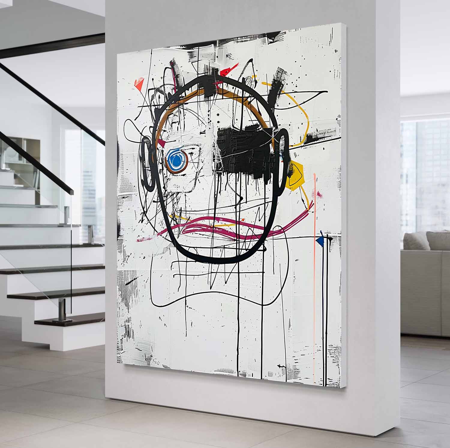 Basquiat Graffiti Abstract Canvas Wall Painting Decoration Black and White Minimalist Abstract Art Canvas