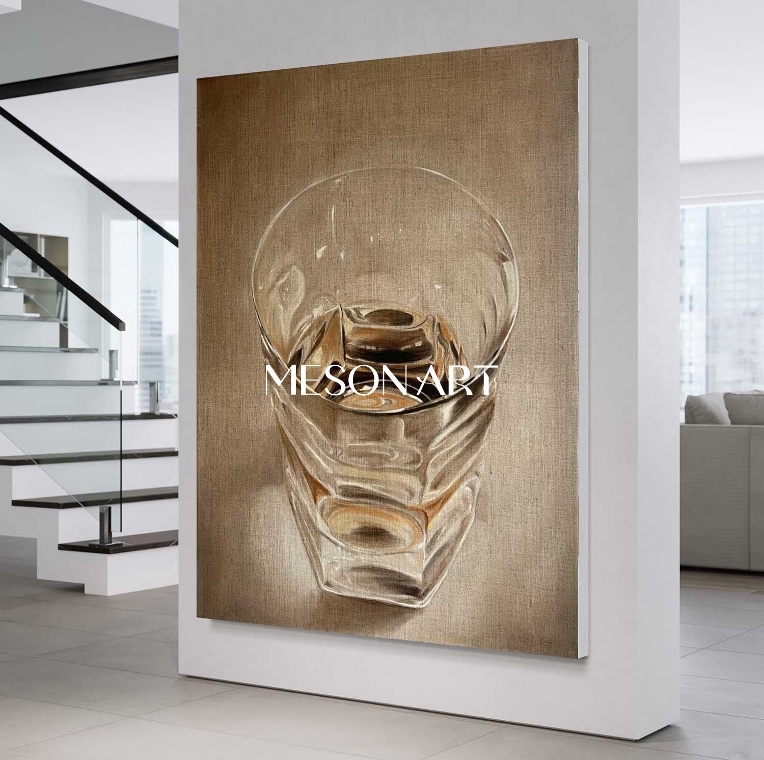Hyperrealism water cup painting Hyperrealism water cup canvas art Realistic water cup wall art decoration