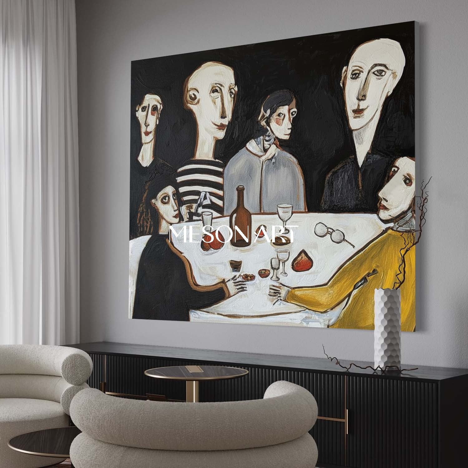 Modern Expressionist Ar Oil Painting Dining Room Wall Art Big Canvas