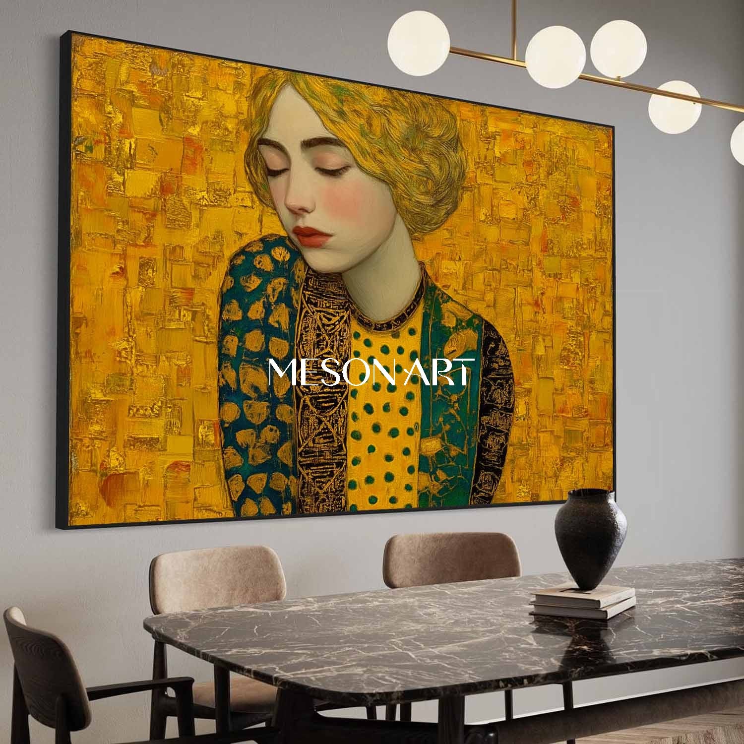 Shop Luxury Klimt Gold Modern Oil Painting Oversized Wall Art Hallway