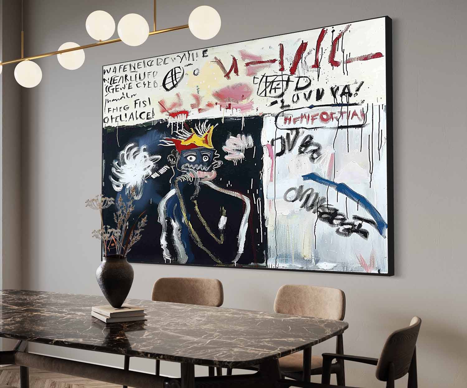 Large Basquiat Abstract Graffiti Canvas Art Abstract Graffiti Cool Lines Wall Painting