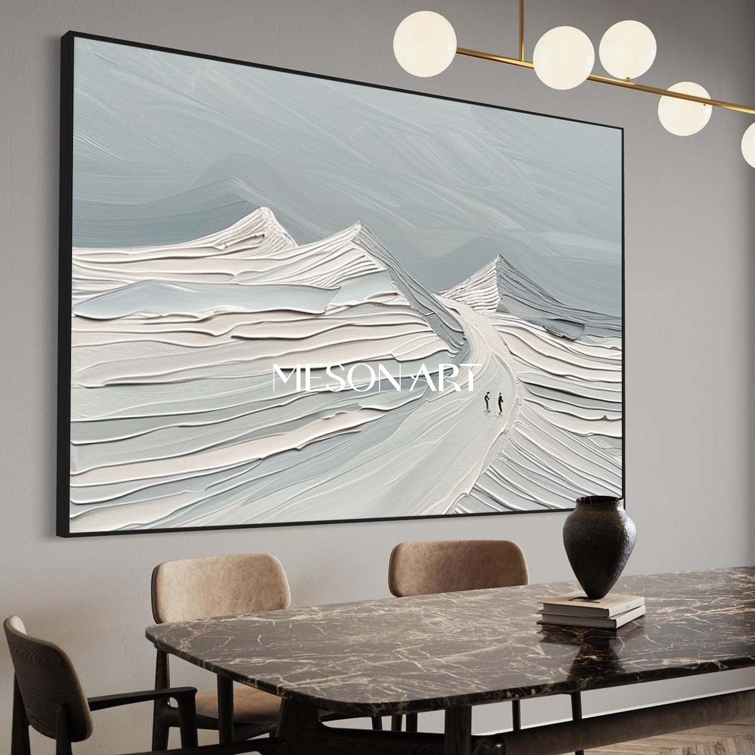 Winter Abstract Wall Art Impasto Snow Scene Painting Entryway Canvas