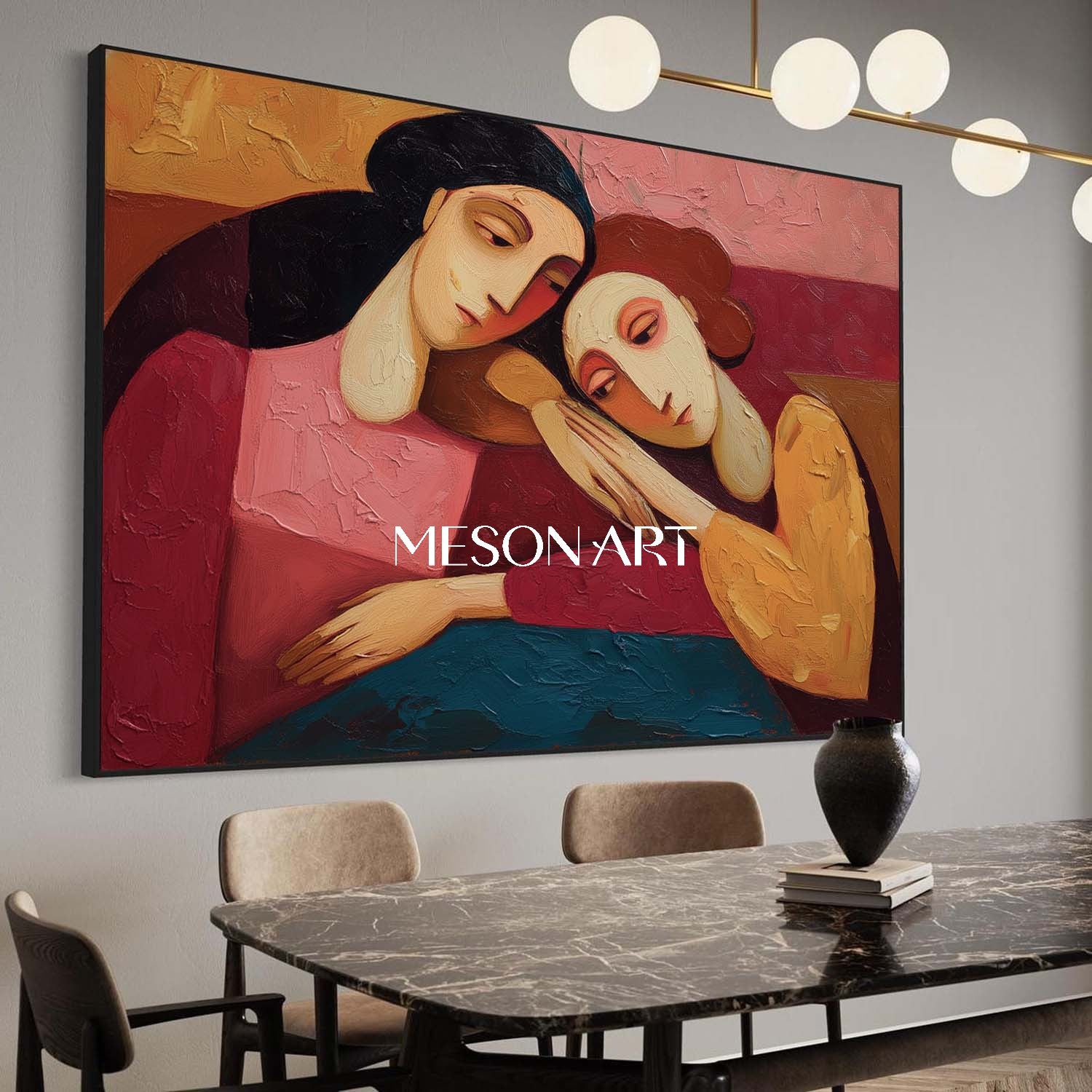 Warm Contemporary Impasto Painting Framed Bedroom Decor Buy Online
