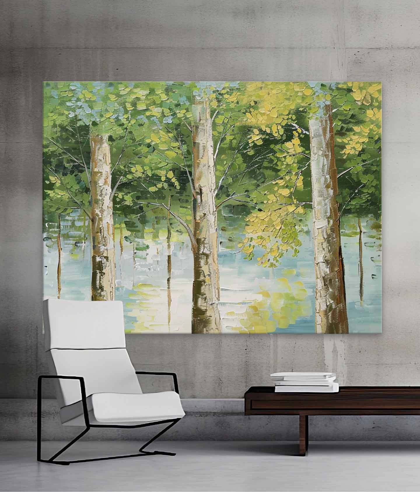 3D Green Tree Texture Painting Green Tree Canvas Art for Sale Tree Canvas Wall Art Decoration