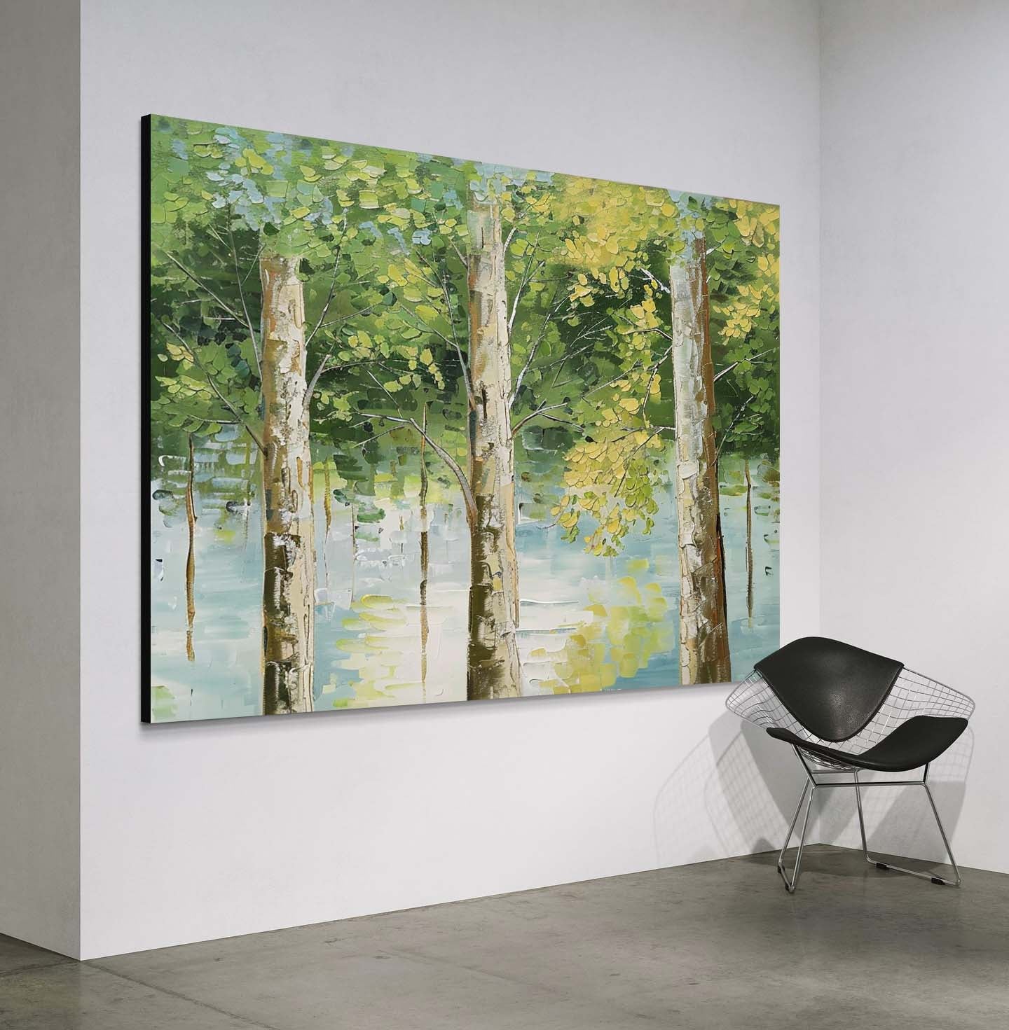 3D Green Tree Texture Painting Green Tree Canvas Art for Sale Tree Canvas Wall Art Decoration