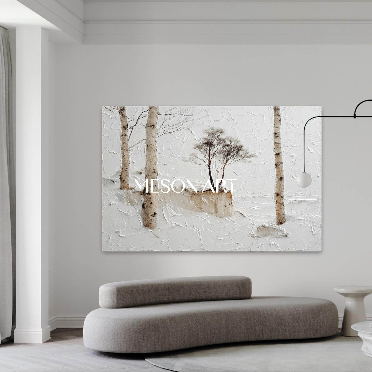 Serene Winter Art Trees Original Impasto Oil Painting Large Wall Art