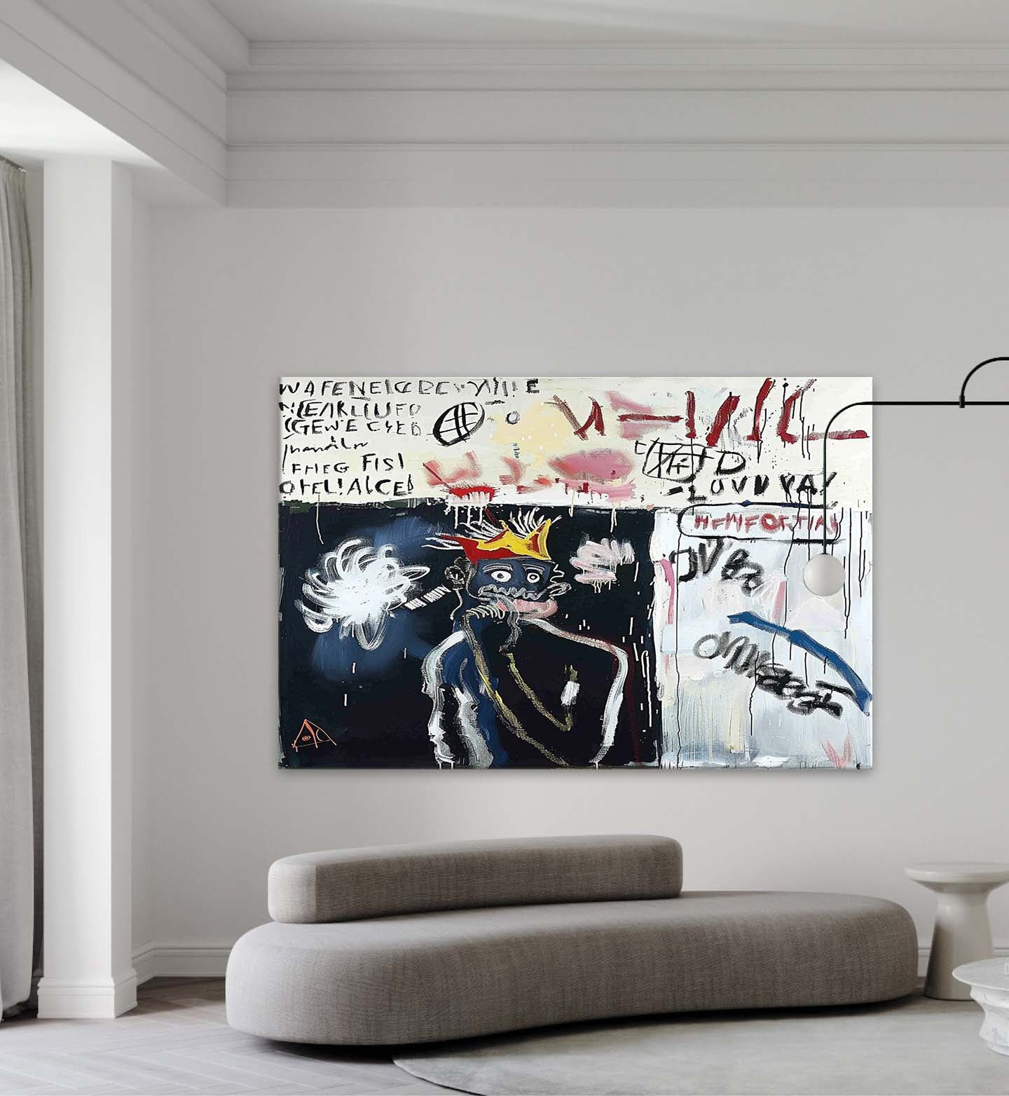 Large Basquiat Abstract Graffiti Canvas Art Abstract Graffiti Cool Lines Wall Painting
