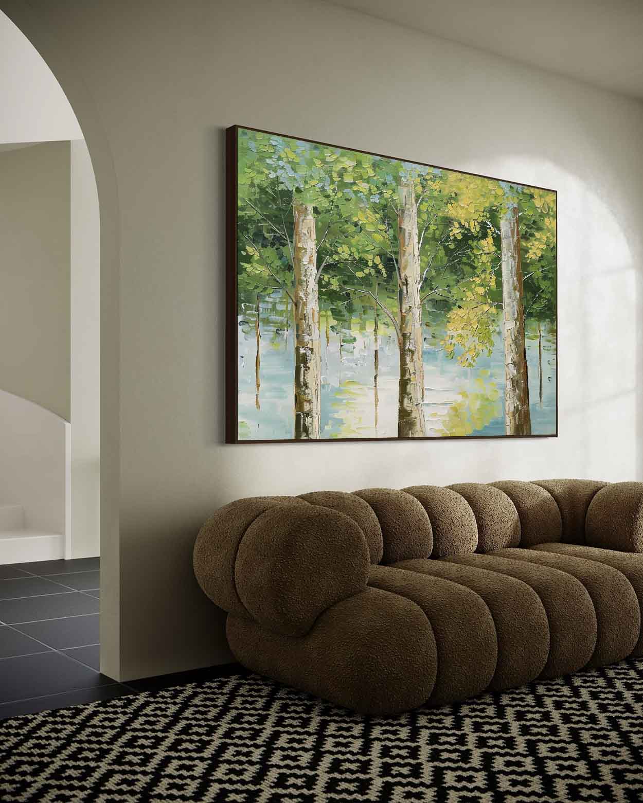 3D Green Tree Texture Painting Green Tree Canvas Art for Sale Tree Canvas Wall Art Decoration