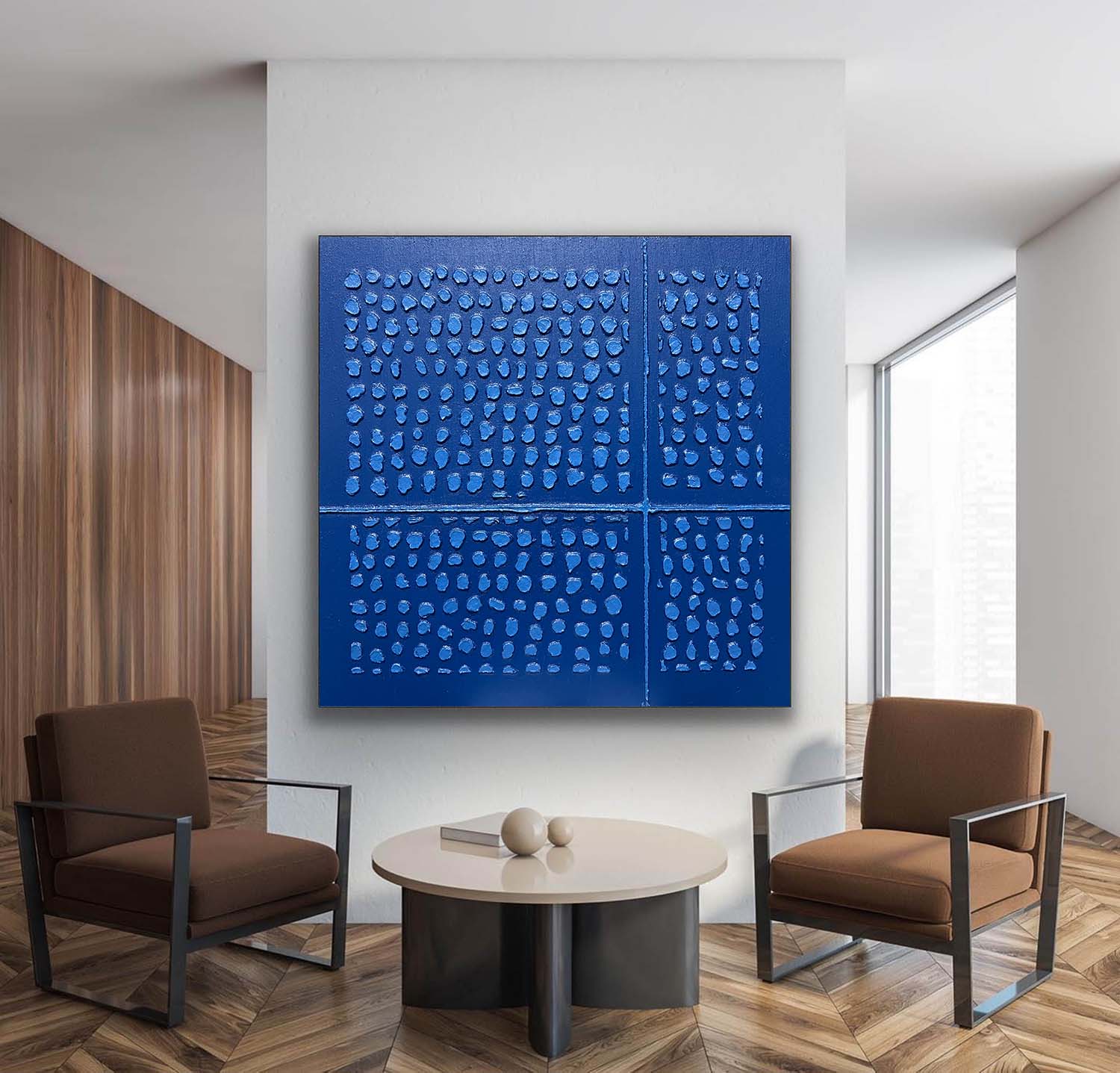 Large Blue Abstract Art for Sale Blue Abstract Texture Painting Blue Minimalist Canvas Wall Painting