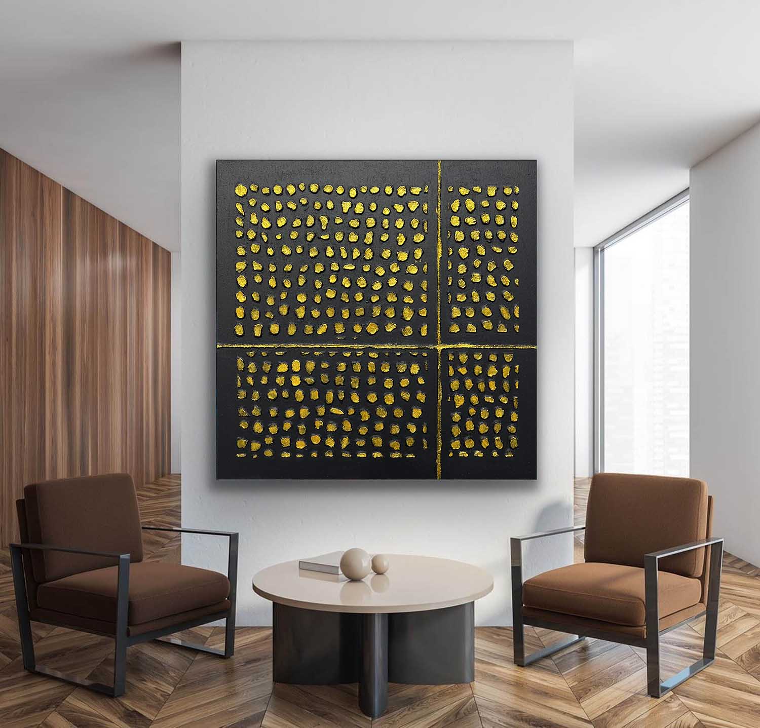 Black and Gold Abstract Canvas Wall Art Black and Gold Texture Painting Black and Gold Minimalist Art for Sale