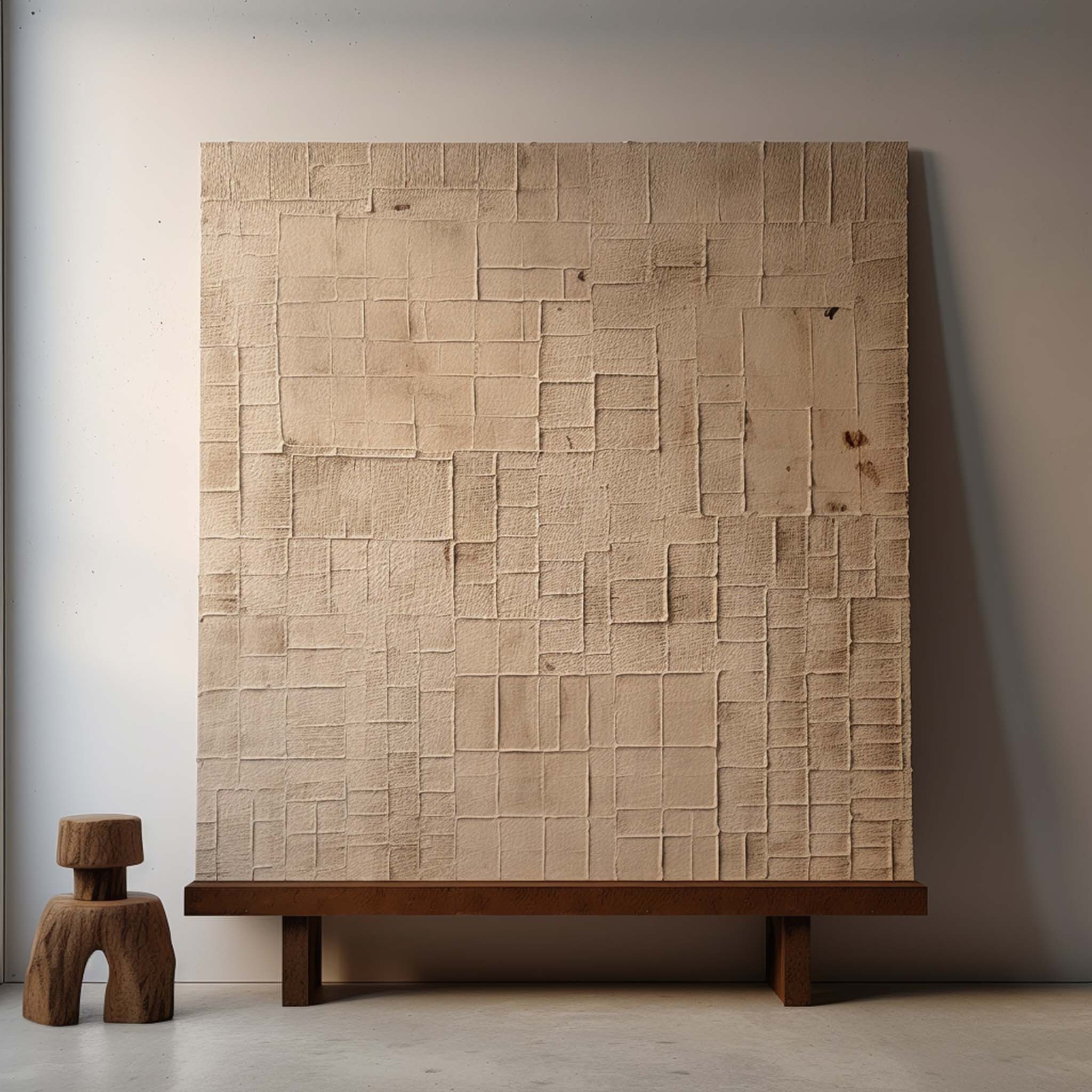 Beige Abstract Minimalist Wall Art Wabi-sabi Wall Decor Beige Abstract Textured Canvas Painting