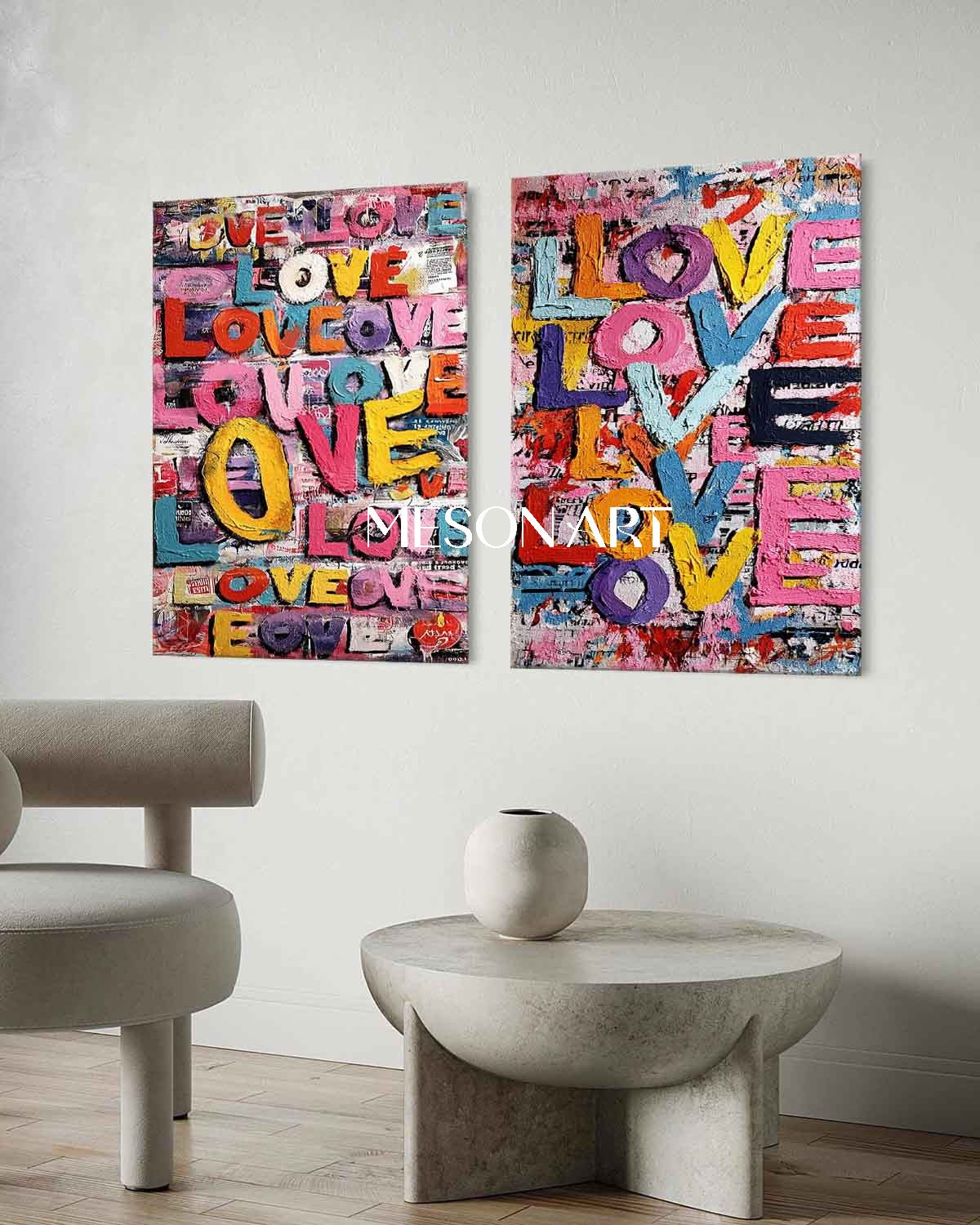2-piece LOVE wall art decoration Newlywed room decoration ideas Valentine's Day LOVE art gift
