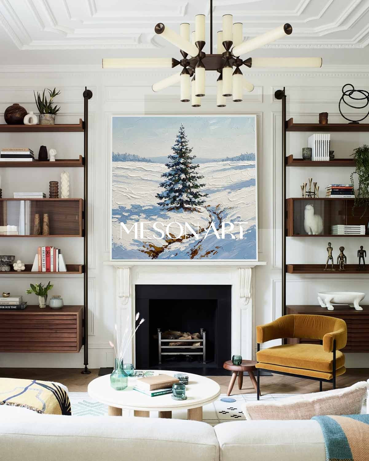 Textured Snowy Christmas Tree Ready to Hang Modern Wall Art Decor