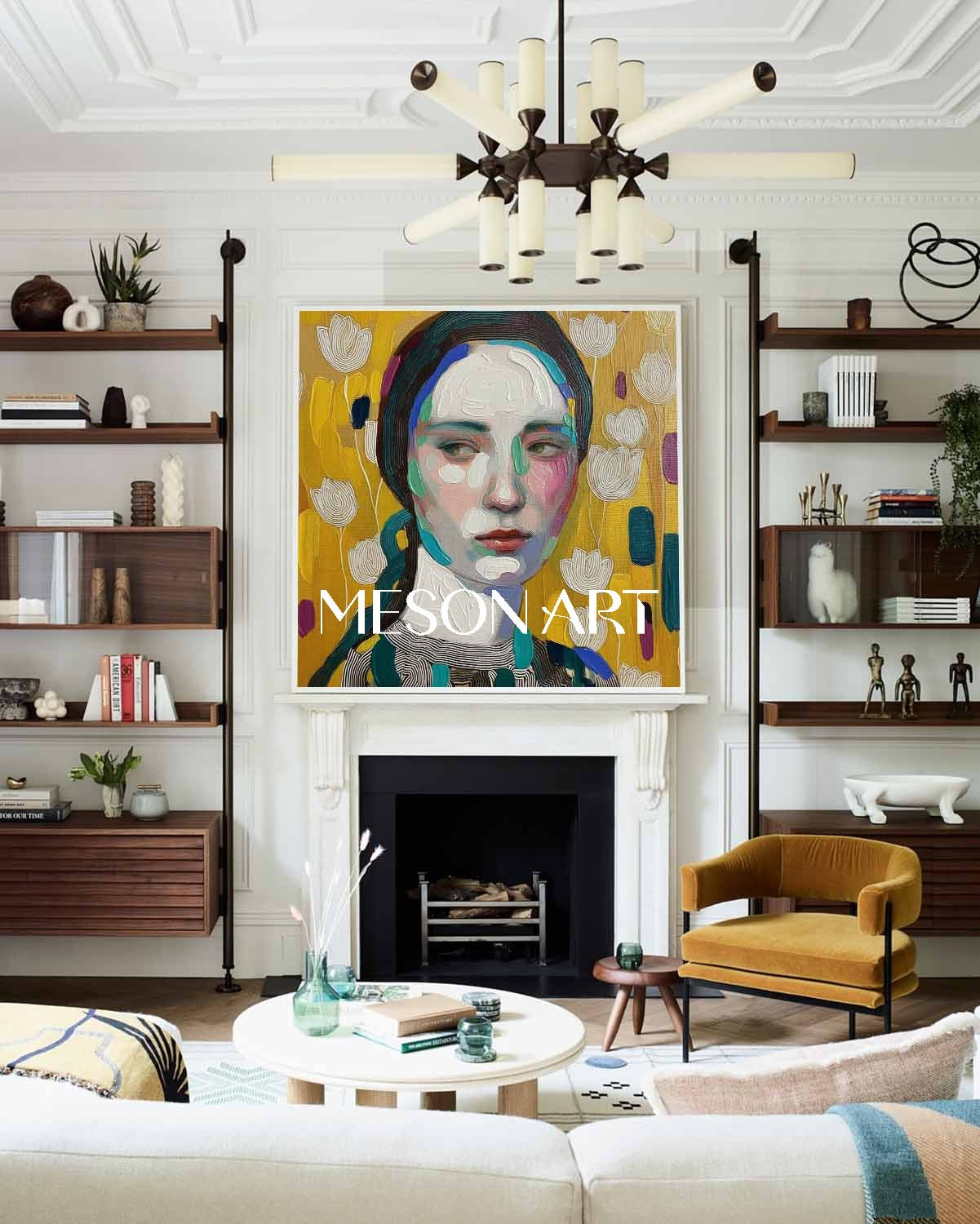 Buy Vibrant Yellow Abstract Portrait Hand Painted Art Square Entryway