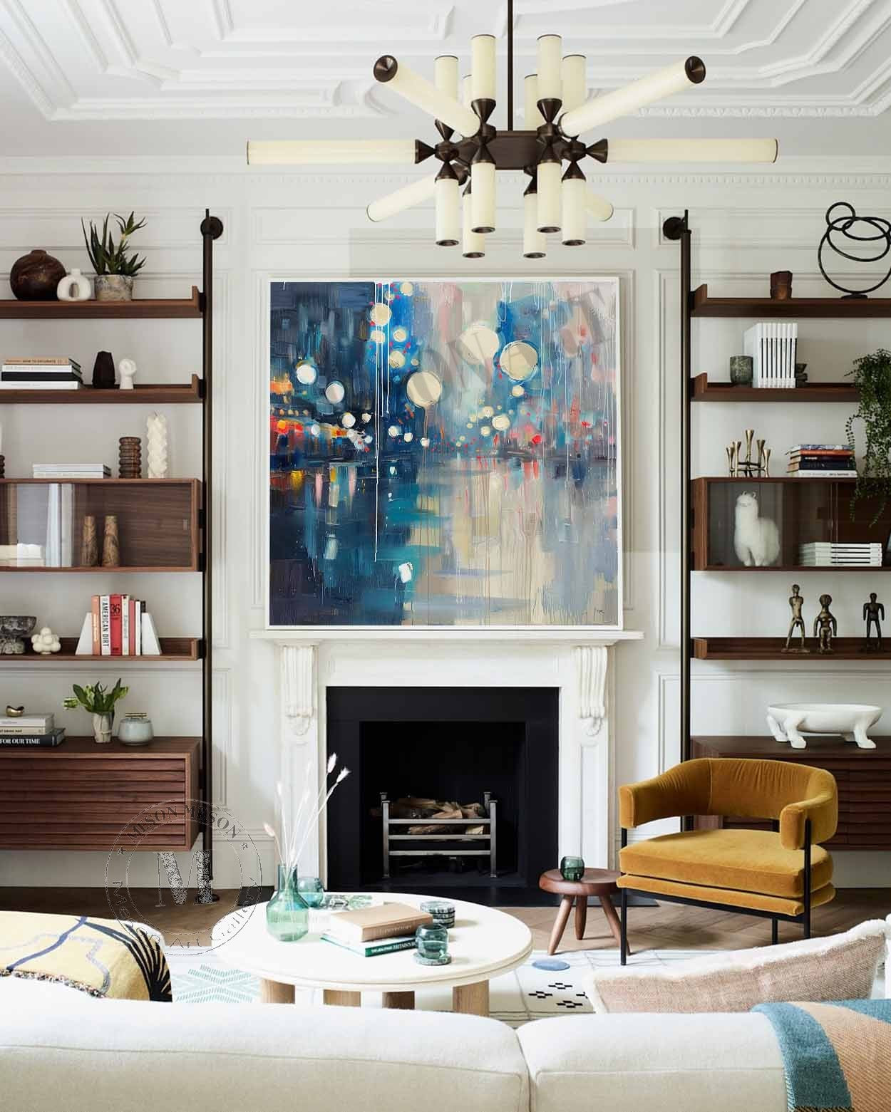 Night City Neon Light Abstract Art Canvas for Sale 60*60 Night City Wall Art Decor Hanging Painting