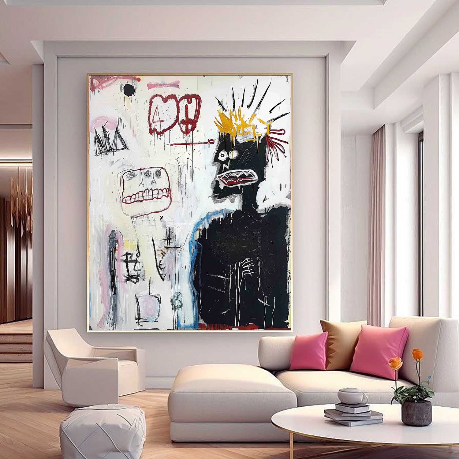 Basquiat Graffiti Abstract Art for Sale Black and White Graffiti Abstract Canvas Wall Art Decor