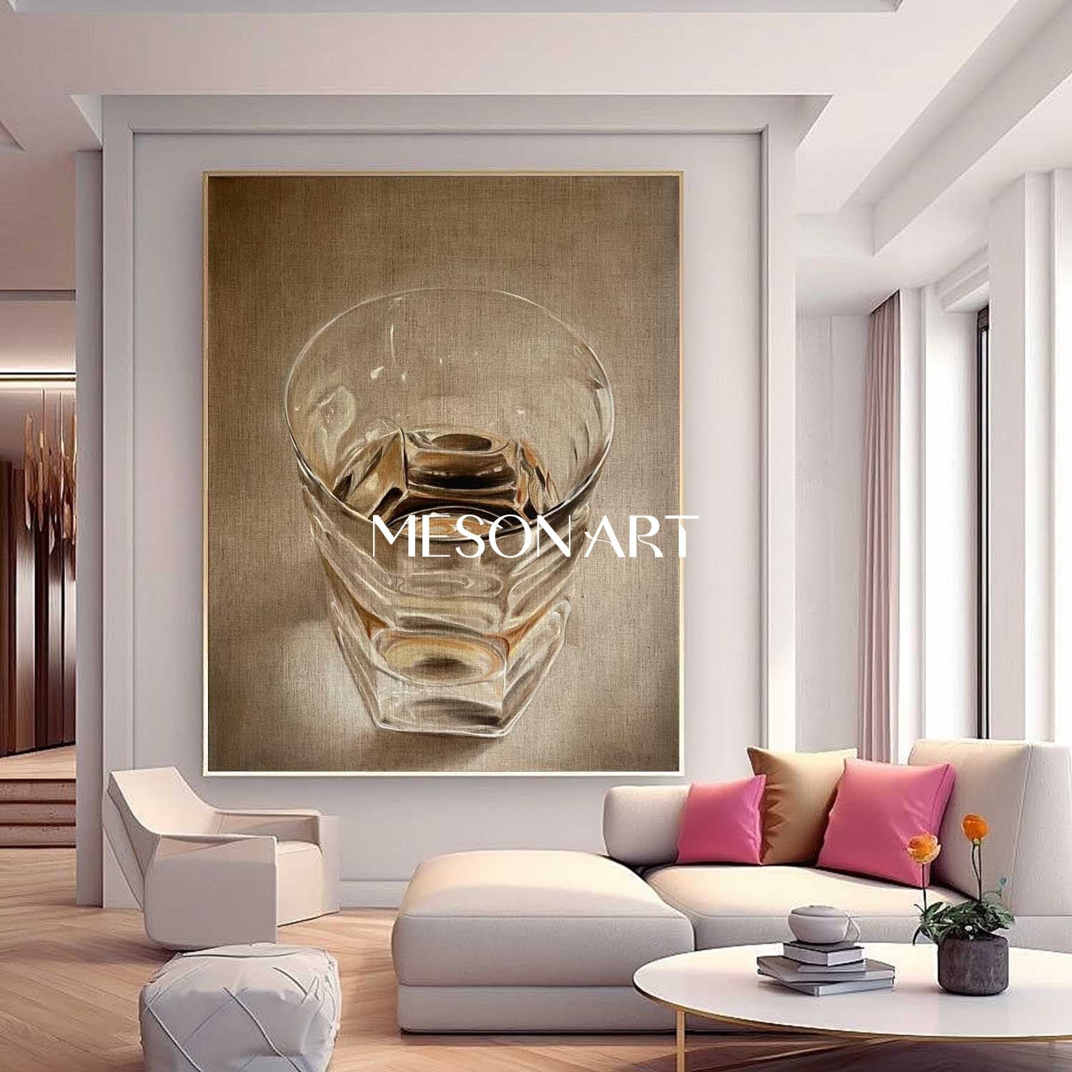 Hyperrealism water cup painting Hyperrealism water cup canvas art Realistic water cup wall art decoration