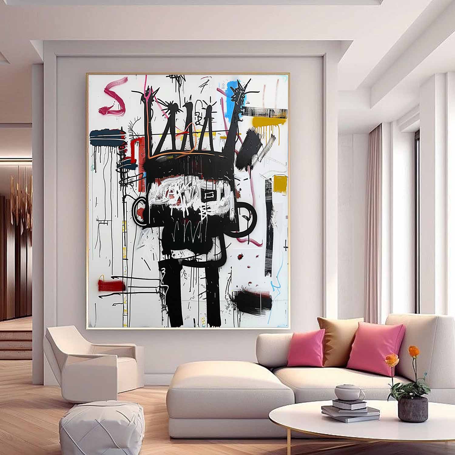 Black and White Graffiti Abstract Canvas Wall Painting Decor for Sale Basquiat Graffiti Abstract Art