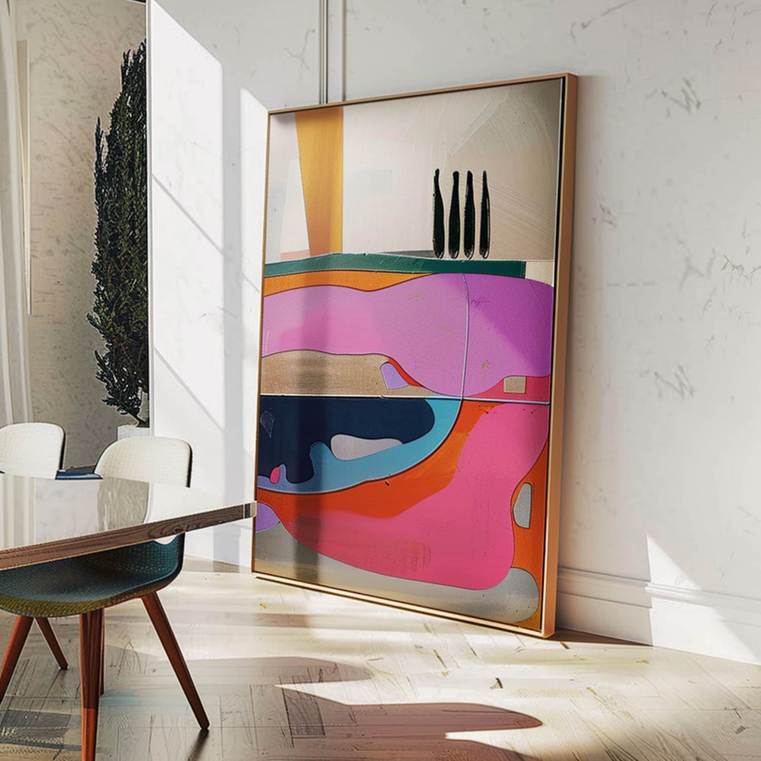 Pink Landscape Abstract Oil Painting Palette Abstract Landscape Canvas Wall Art Decor Landscape Abstract Hanging Painting