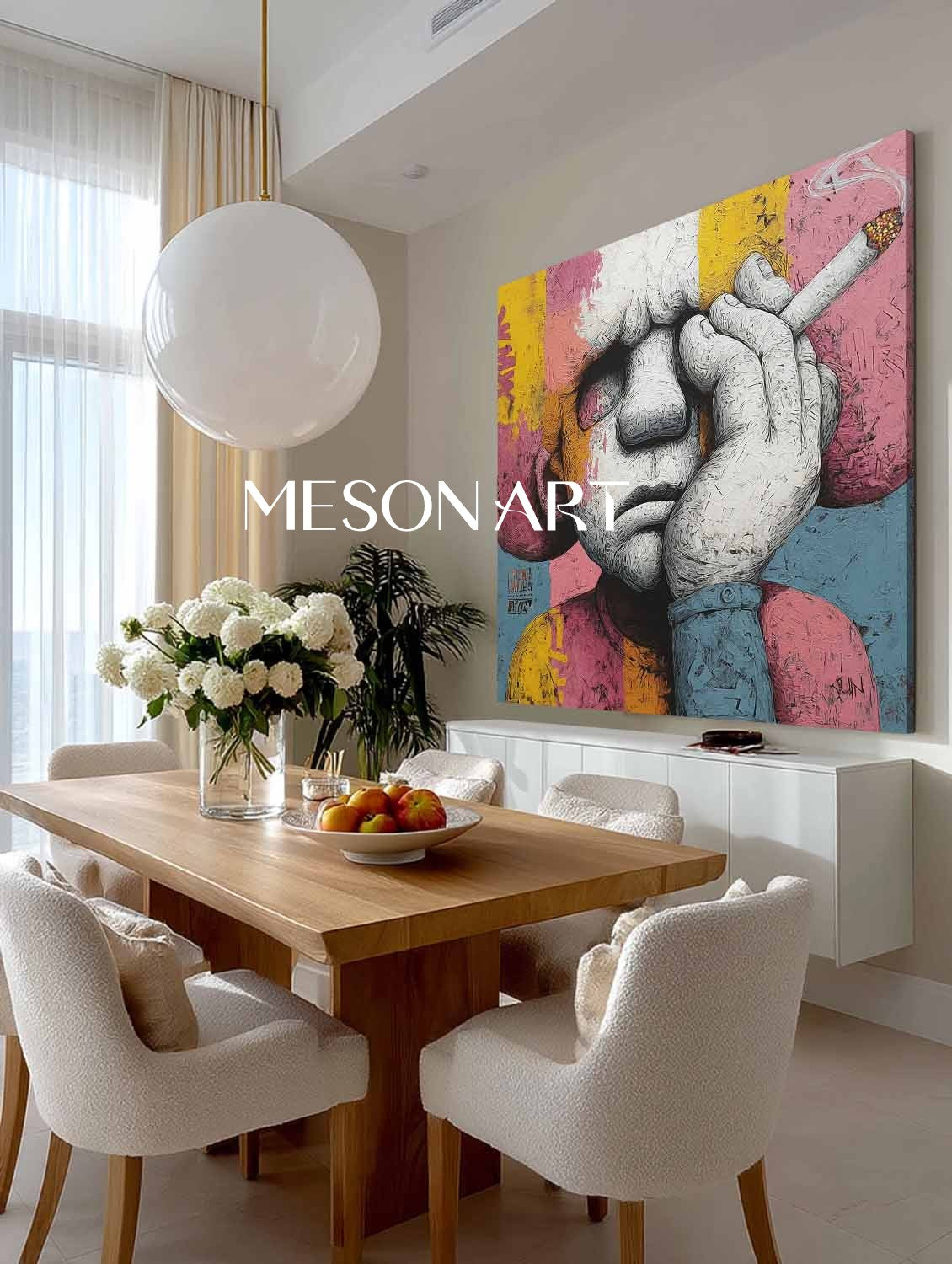 Man smoking a cigar pop abstract canvas wall art Man smoking a cigar abstract texture painting