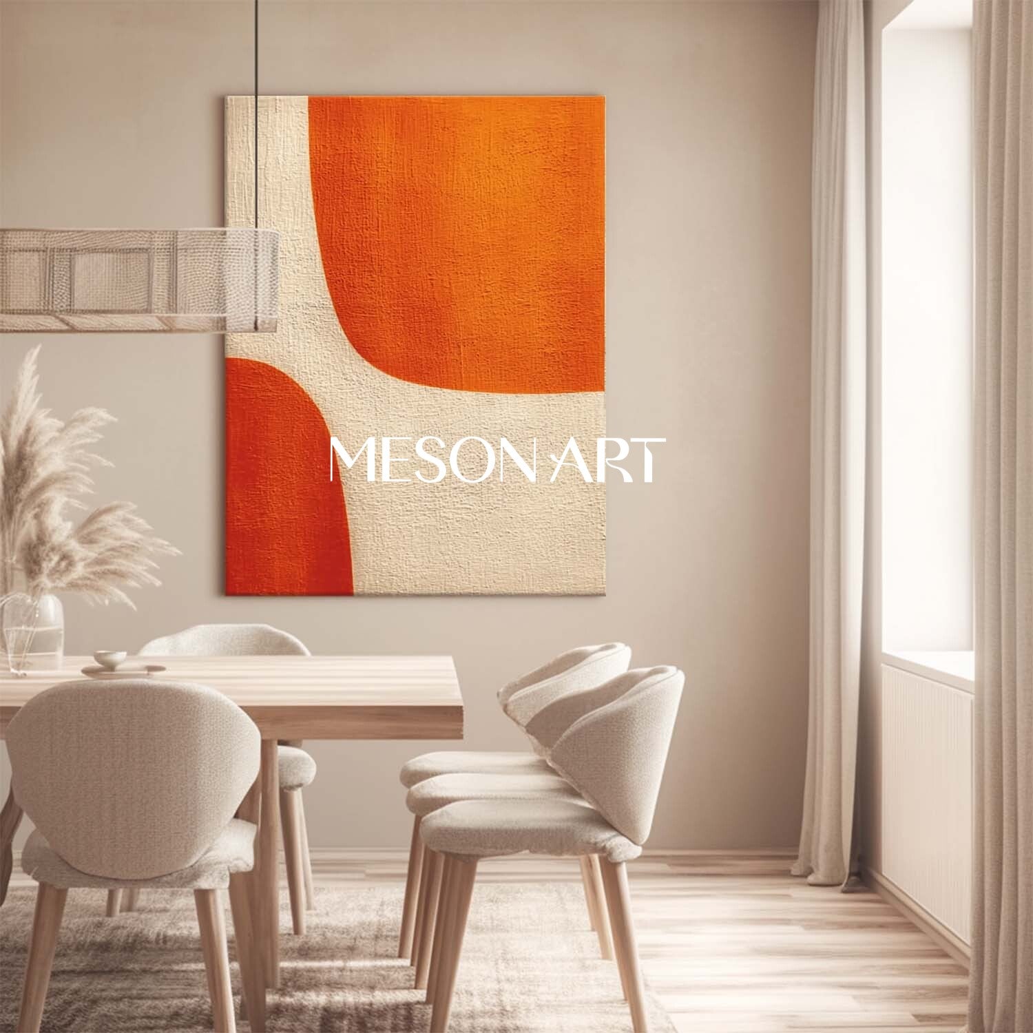Contemporary Abstract Canvas Minimalist Orange Wall Art for Home